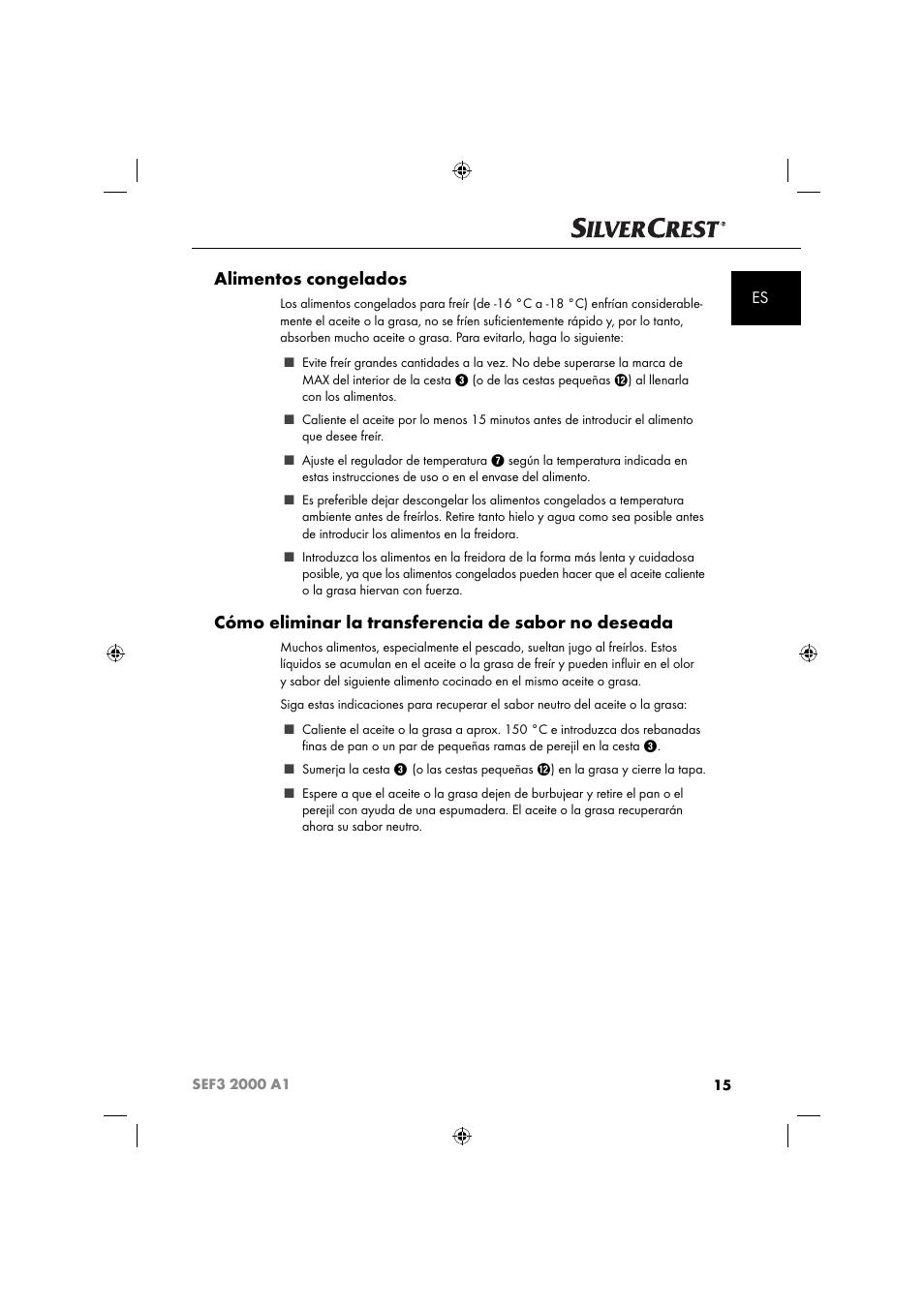 Alimentos congelados, Cómo eliminar la transferencia de sabor no deseada | Silvercrest SEF3 2000 A1 User Manual | Page 18 / 104