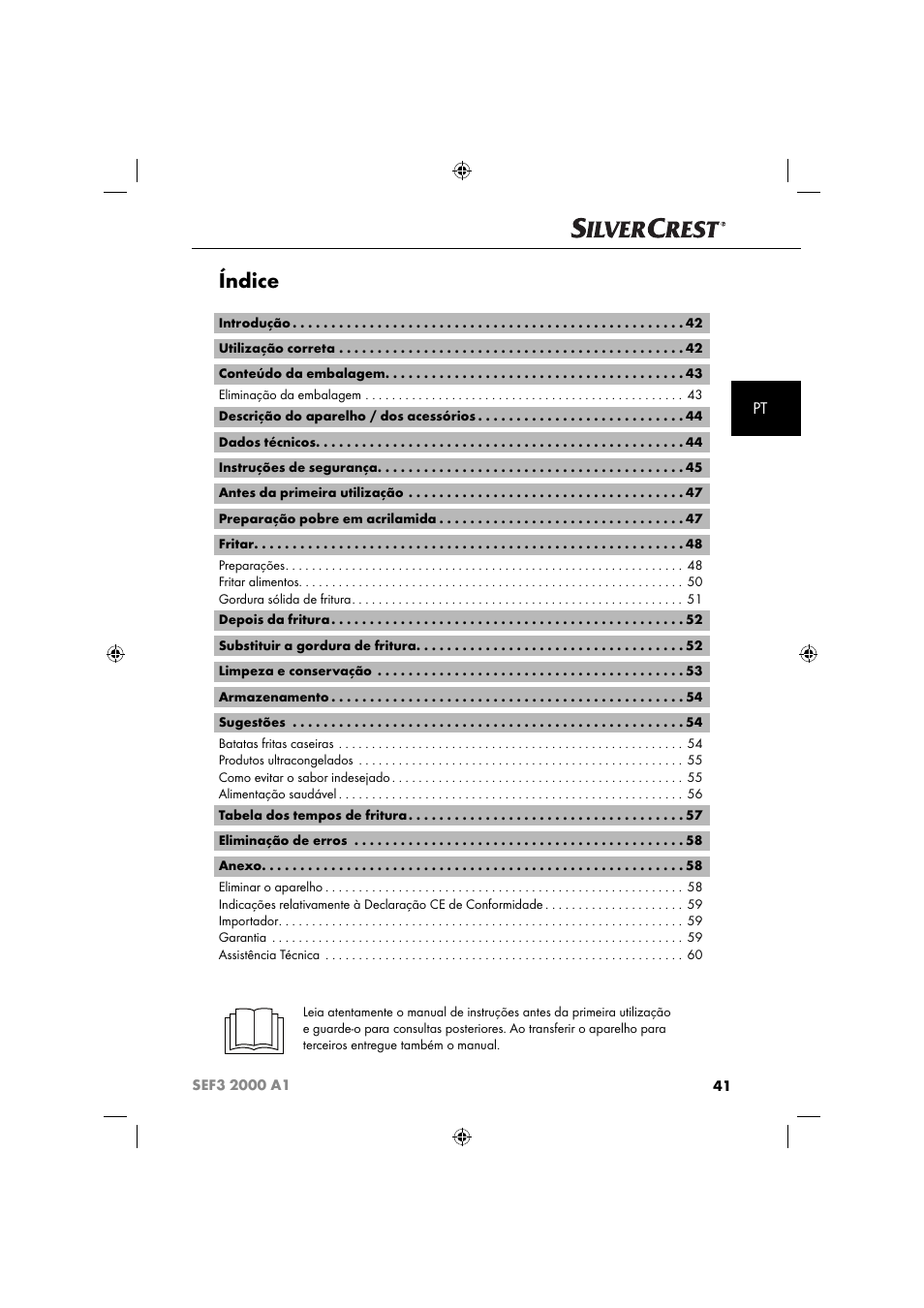 Índice | Silvercrest SEF3 2000 A1 User Manual | Page 44 / 104