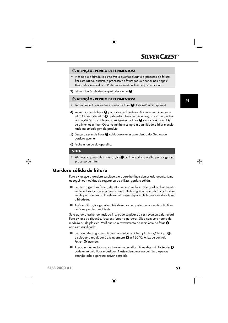 Gordura sólida de fritura | Silvercrest SEF3 2000 A1 User Manual | Page 54 / 104