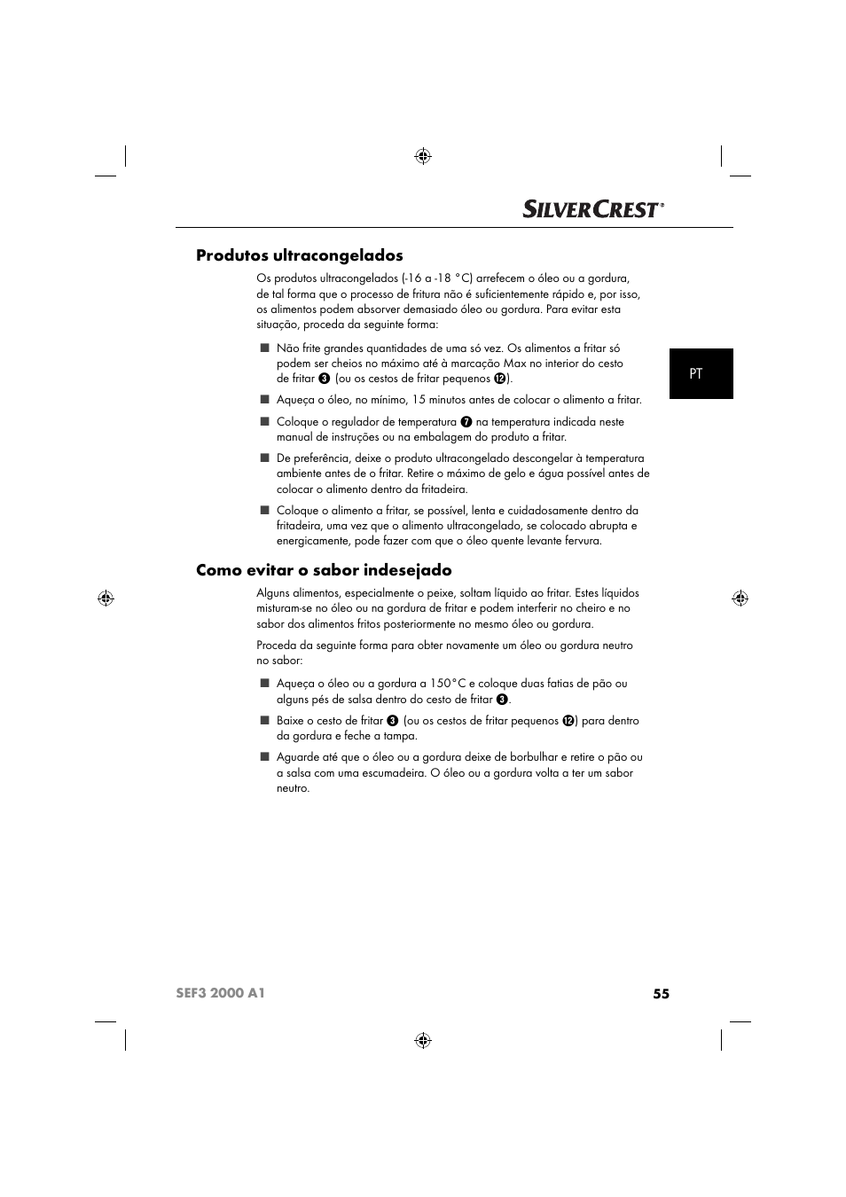 Produtos ultracongelados, Como evitar o sabor indesejado | Silvercrest SEF3 2000 A1 User Manual | Page 58 / 104