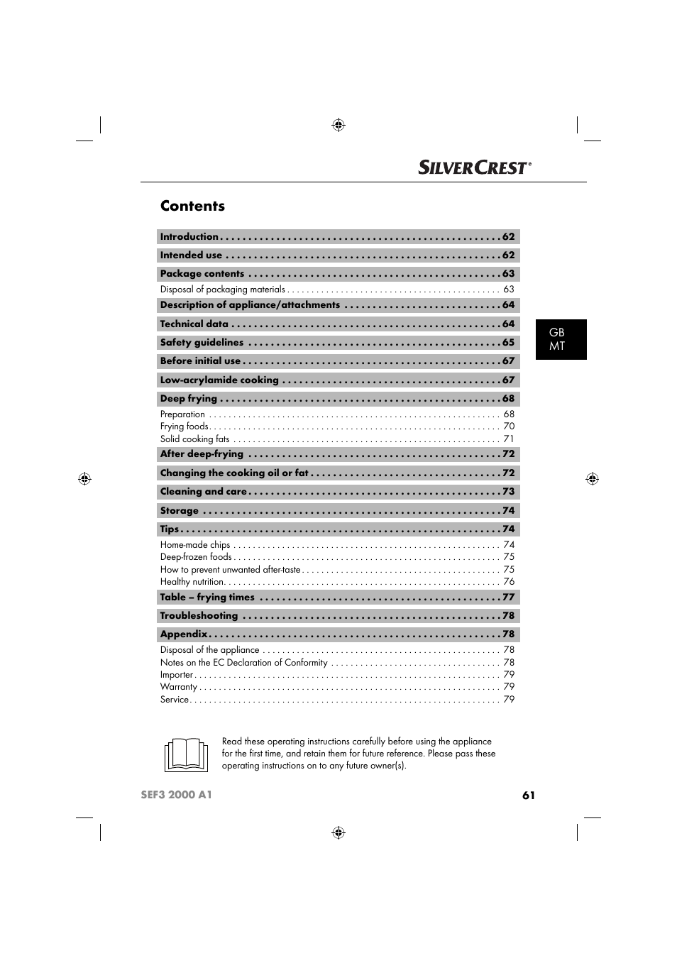 Silvercrest SEF3 2000 A1 User Manual | Page 64 / 104