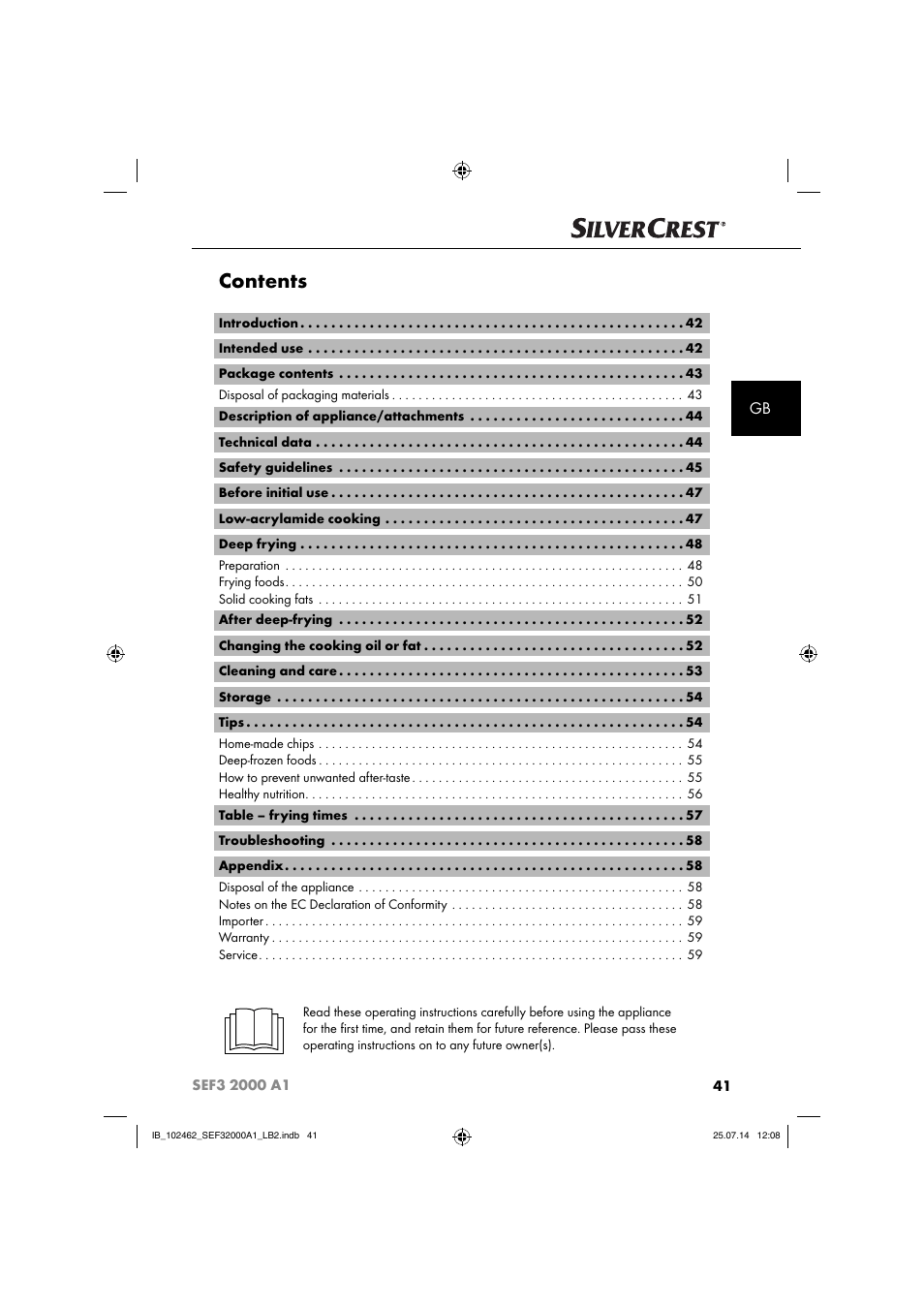 Silvercrest SEF3 2000 A1 User Manual | Page 44 / 63