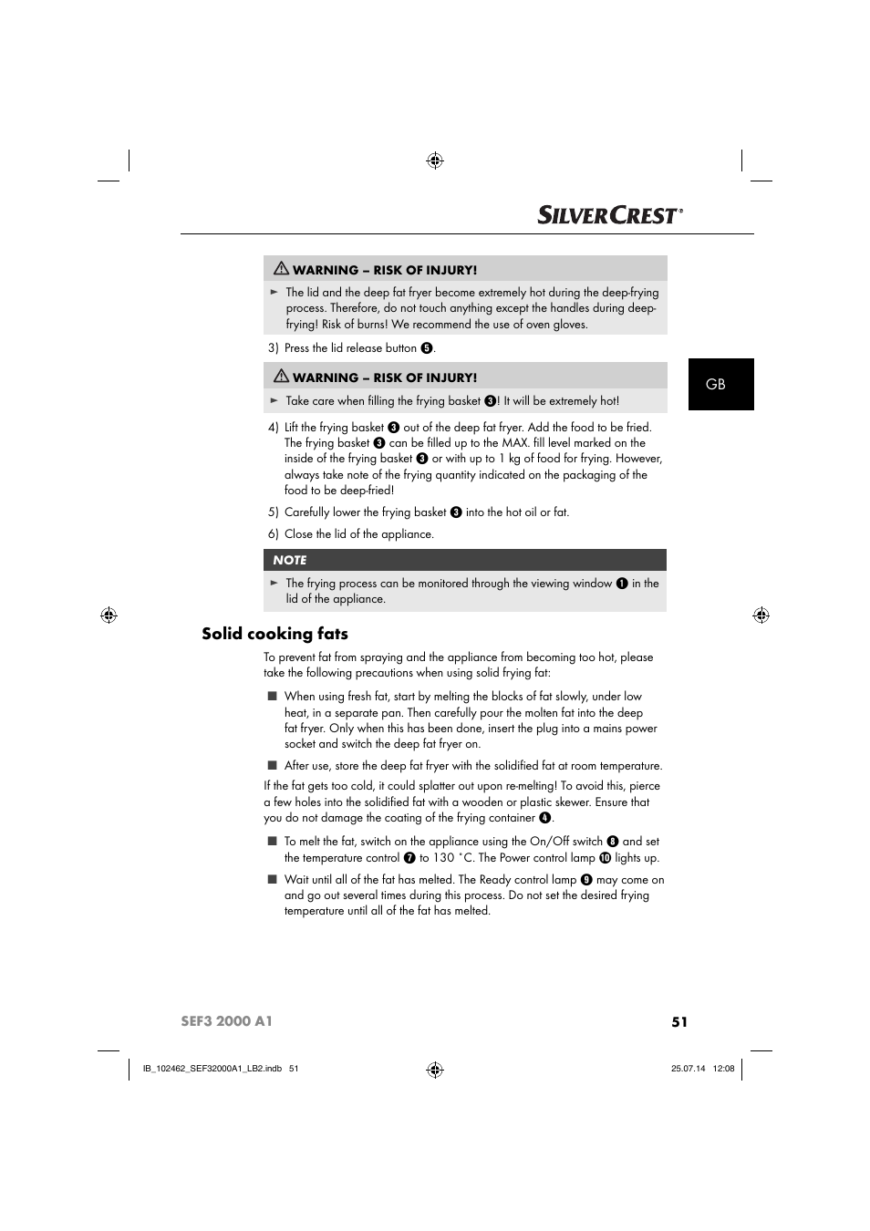 Solid cooking fats | Silvercrest SEF3 2000 A1 User Manual | Page 54 / 63