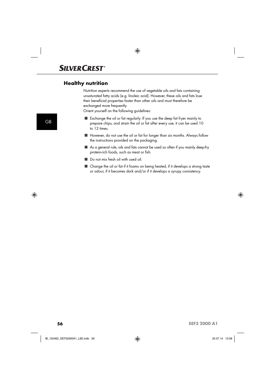 Healthy nutrition | Silvercrest SEF3 2000 A1 User Manual | Page 59 / 63
