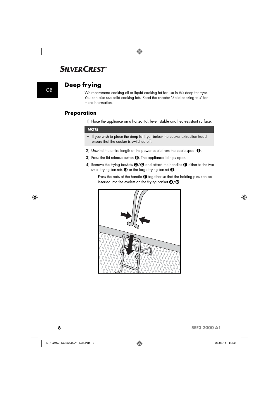 Deep frying, Preparation | Silvercrest SEF3 2000 A1 User Manual | Page 11 / 84