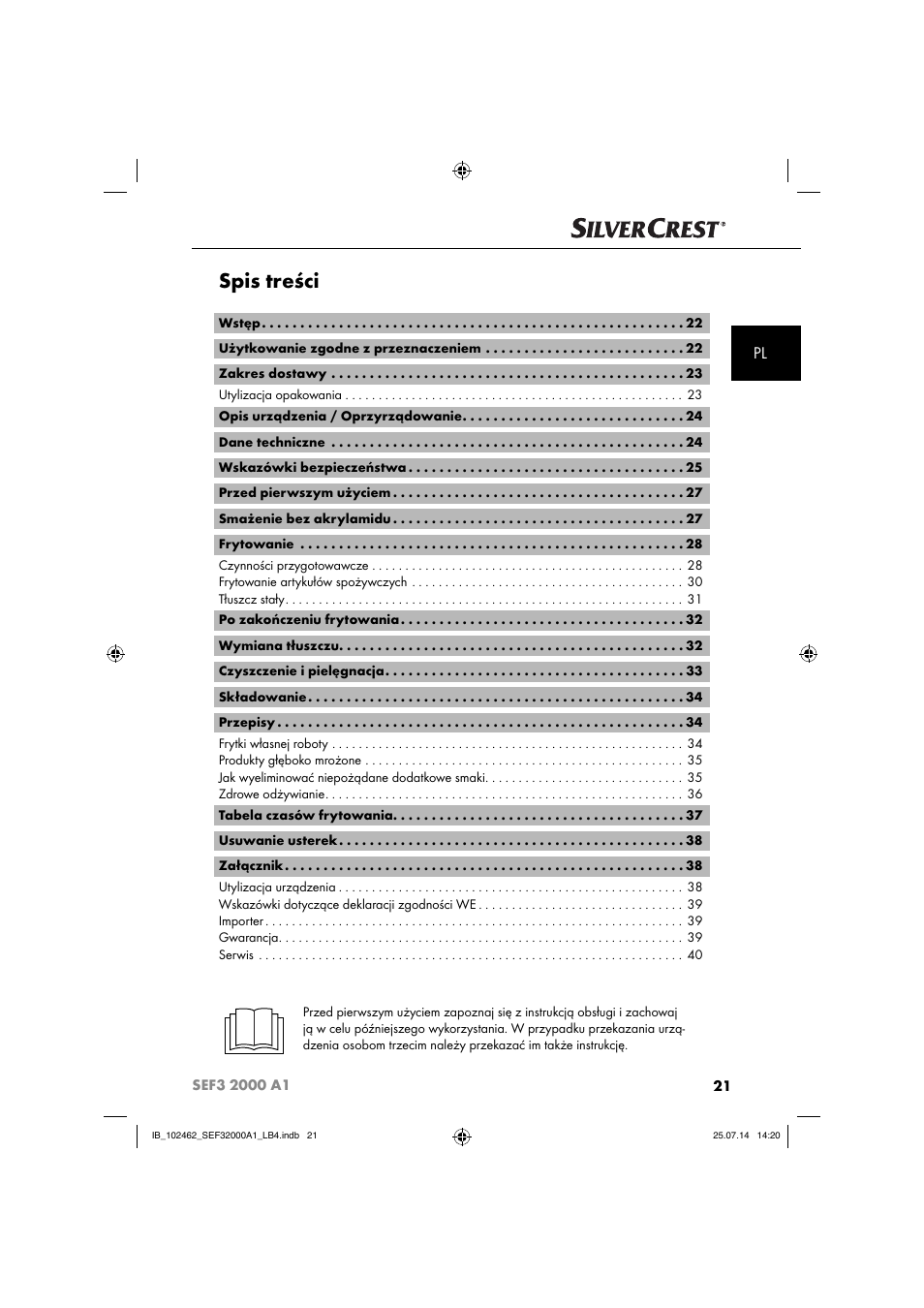 Silvercrest SEF3 2000 A1 User Manual | Page 24 / 84