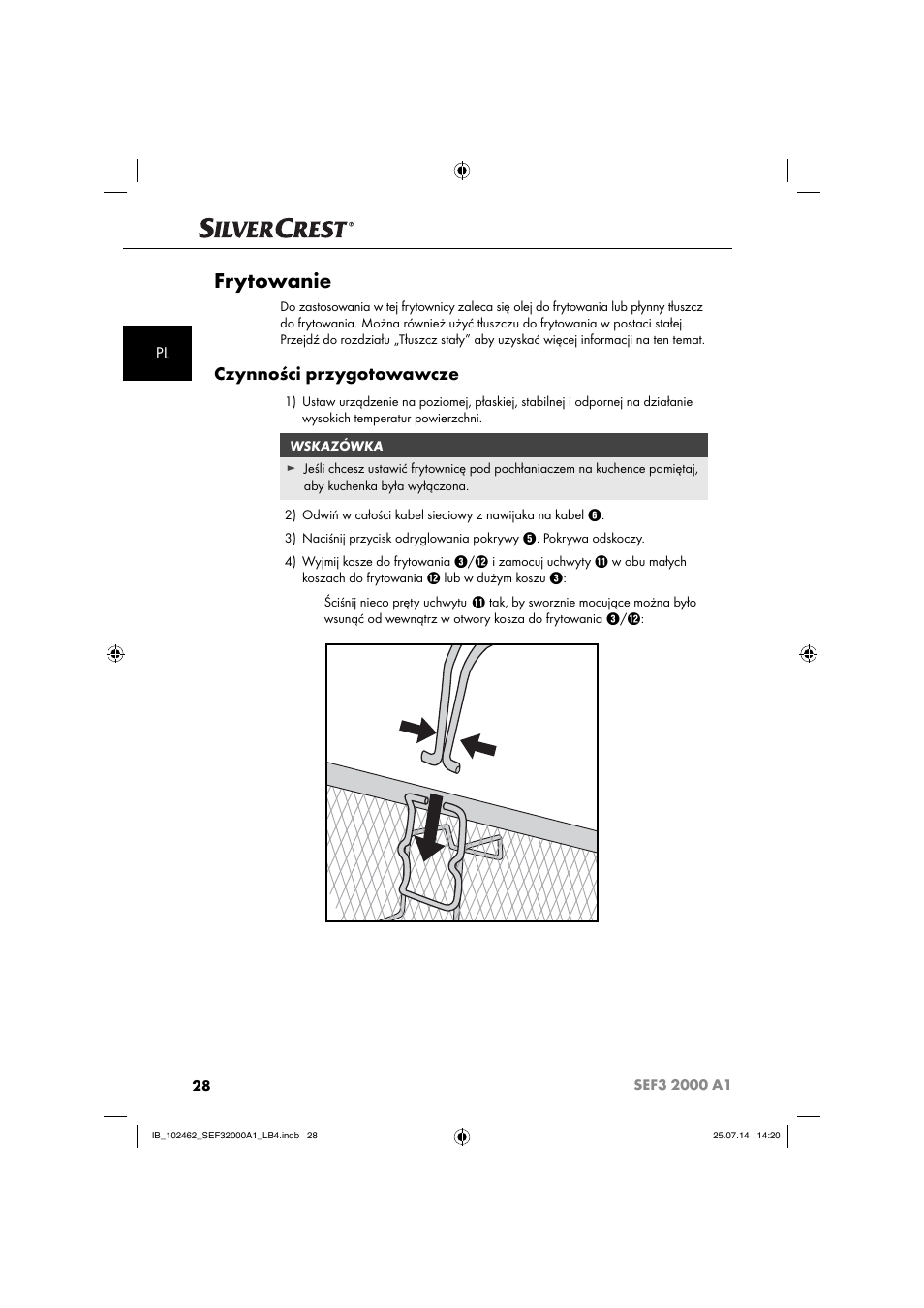 Frytowanie, Czynności przygotowawcze | Silvercrest SEF3 2000 A1 User Manual | Page 31 / 84