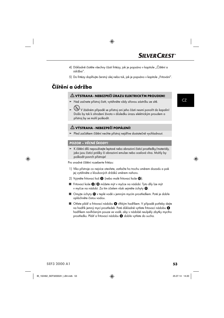 Čištění a údržba | Silvercrest SEF3 2000 A1 User Manual | Page 56 / 84