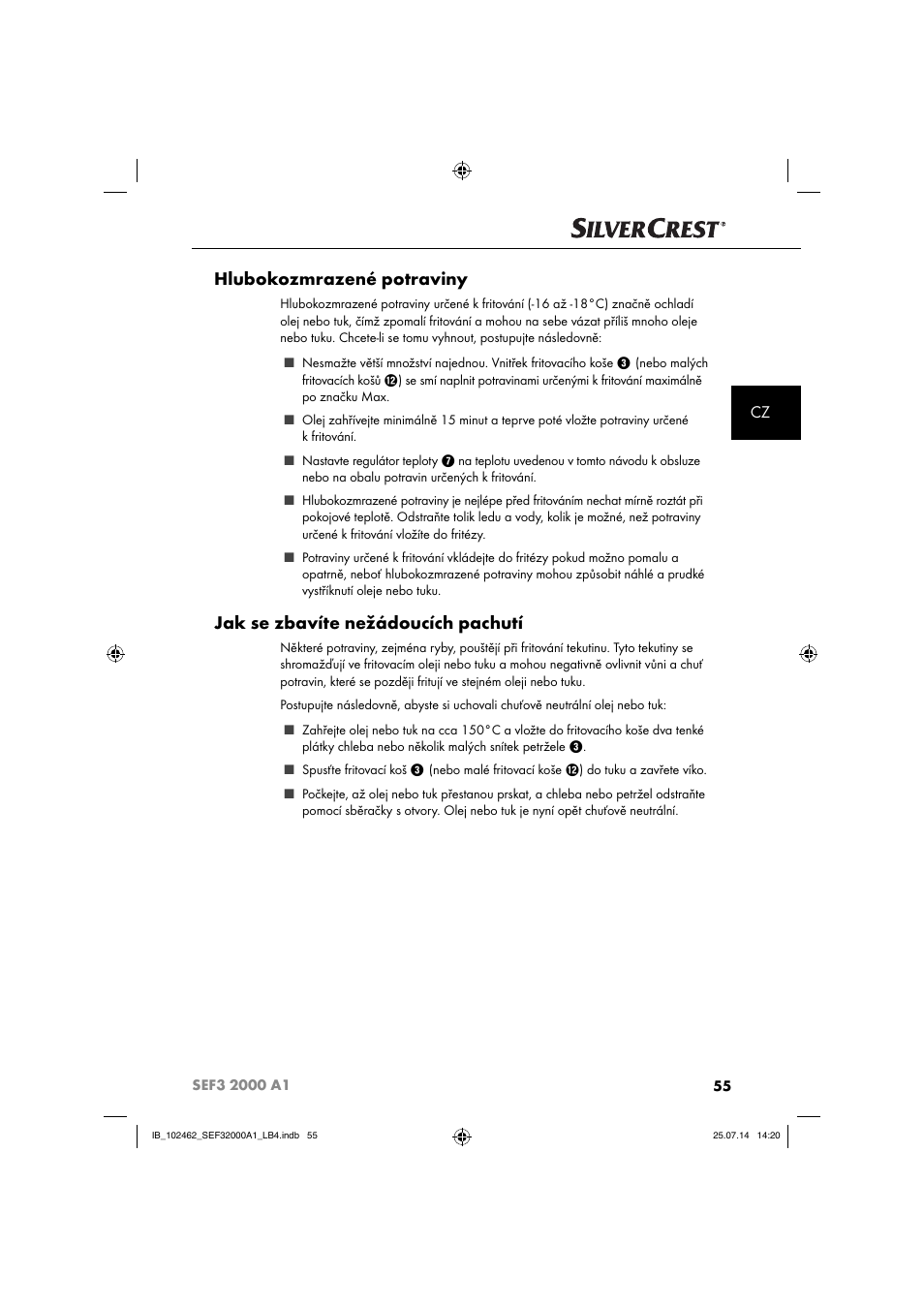 Hlubokozmrazené potraviny, Jak se zbavíte nežádoucích pachutí | Silvercrest SEF3 2000 A1 User Manual | Page 58 / 84