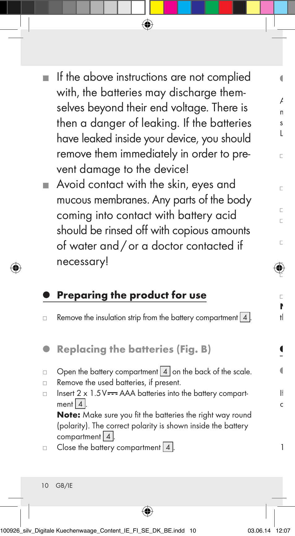 Preparing the product for use, Replacing the batteries (fig. b), Setting the time (fig. a) | Operation weighing (fig. a) | Silvercrest 100926-14-01/100926-14-03/Z31622B User Manual | Page 10 / 84