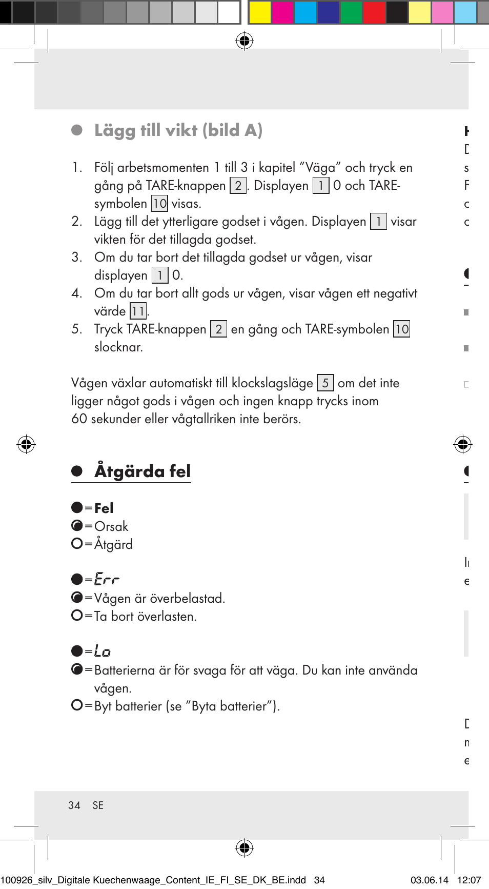 Lägg till vikt (bild a), Åtgärda fel, Rengöring och skötsel | Avfallshantering | Silvercrest 100926-14-01/100926-14-03/Z31622B User Manual | Page 34 / 84