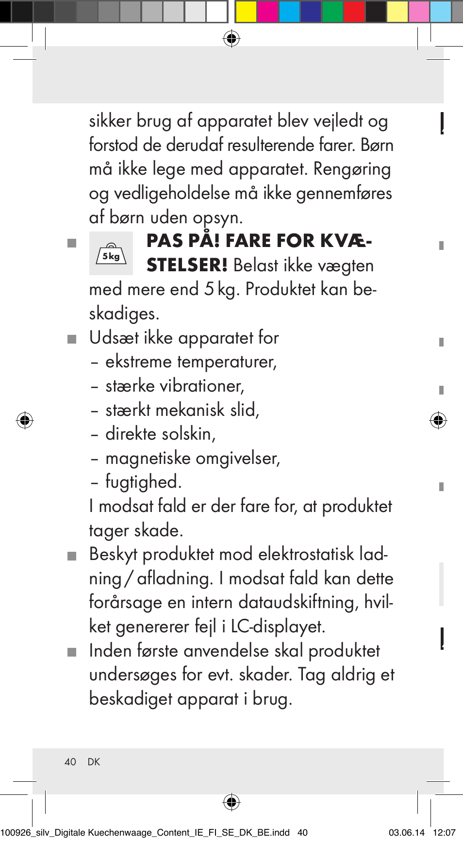 Silvercrest 100926-14-01/100926-14-03/Z31622B User Manual | Page 40 / 84