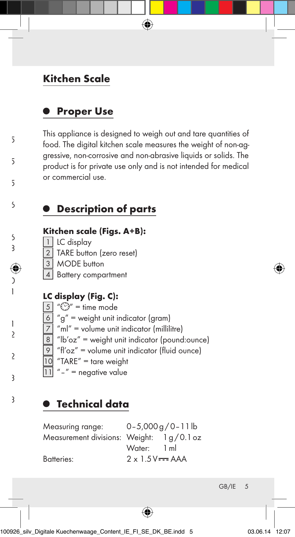 Proper use, Description of parts, Technical data | Includes, Safety instructions, Preparing the product for use, Operation, Troubleshooting, Cleaning and maintenance, Disposal | Silvercrest 100926-14-01/100926-14-03/Z31622B User Manual | Page 5 / 84