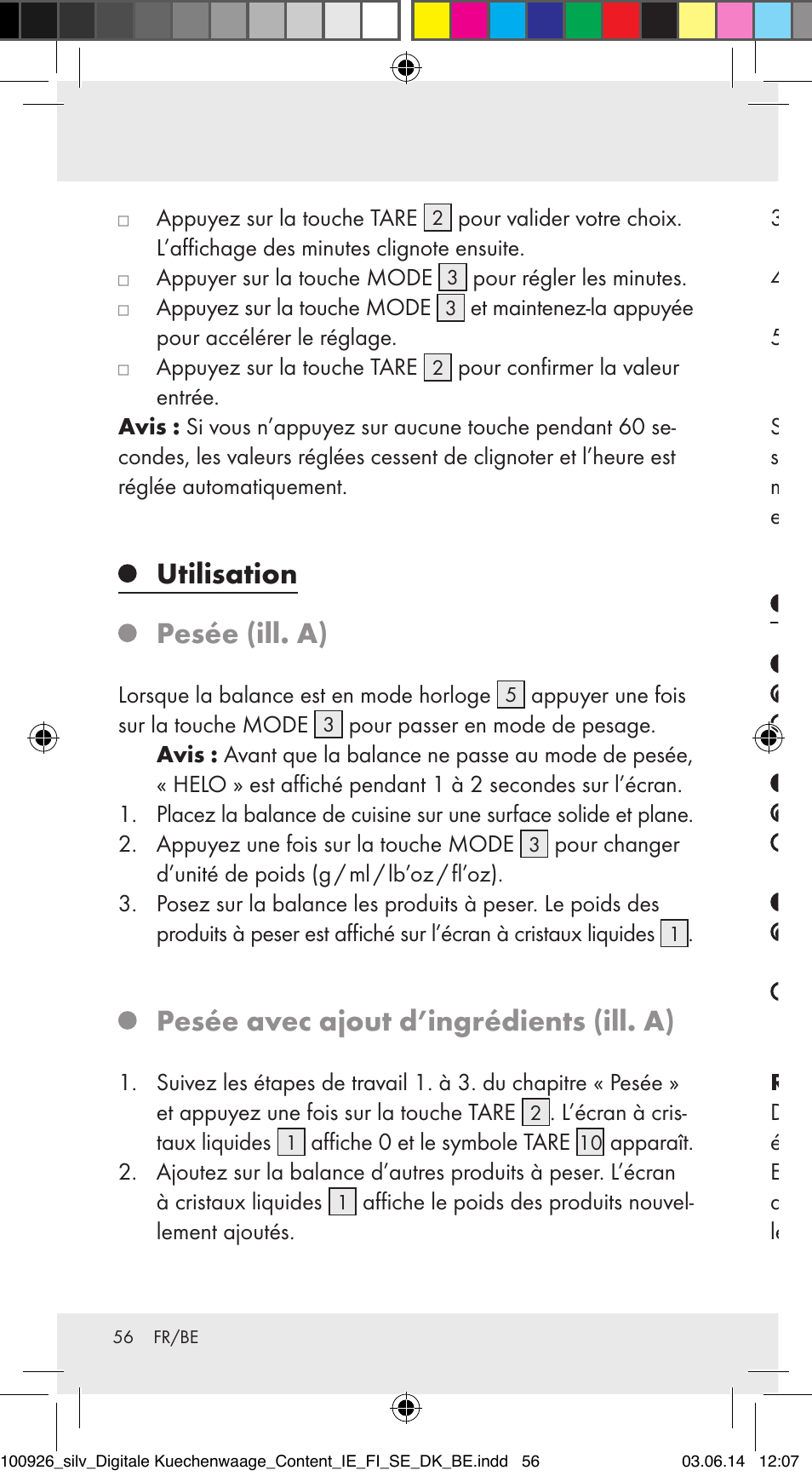 Utilisation, Pesée (ill. a), Pesée avec ajout d’ingrédients (ill. a) | Problèmes et solutions | Silvercrest 100926-14-01/100926-14-03/Z31622B User Manual | Page 56 / 84