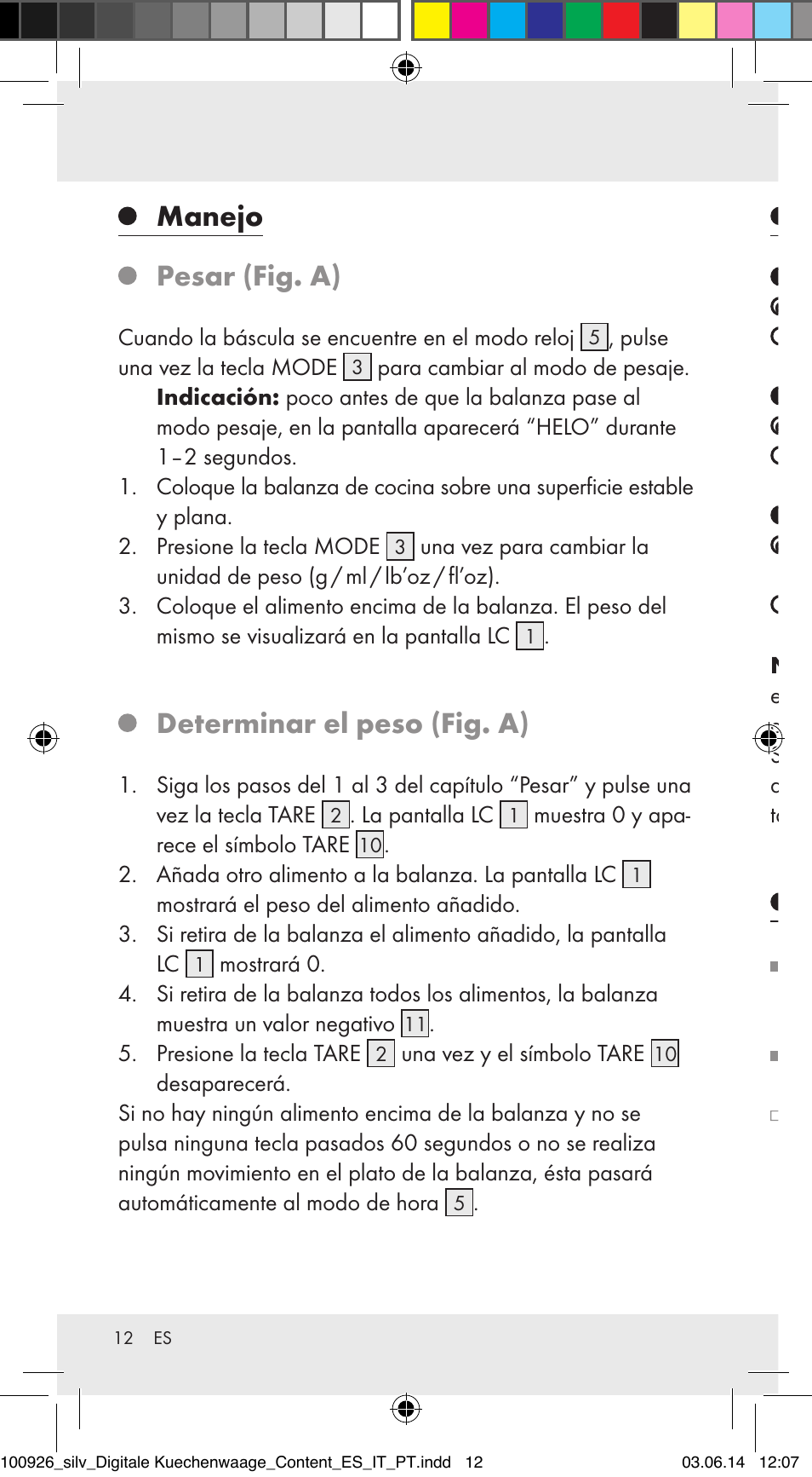 Manejo, Pesar (fig. a), Determinar el peso (fig. a) | Solución de problemas, Limpieza y mantenimiento | Silvercrest 100926-14-01/100926-14-03/Z31622B User Manual | Page 12 / 60