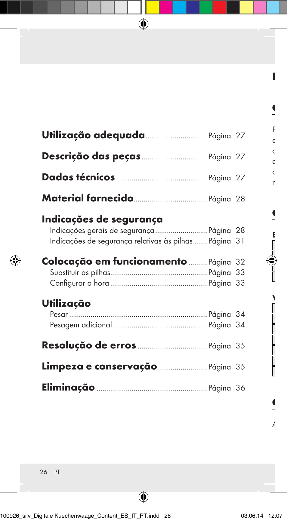 Utilização adequada, Descrição das peças, Dados técnicos | Material fornecido, Indicações de segurança, Colocação em funcionamento, Utilização, Resolução de erros, Limpeza e conservação, Eliminação | Silvercrest 100926-14-01/100926-14-03/Z31622B User Manual | Page 26 / 60