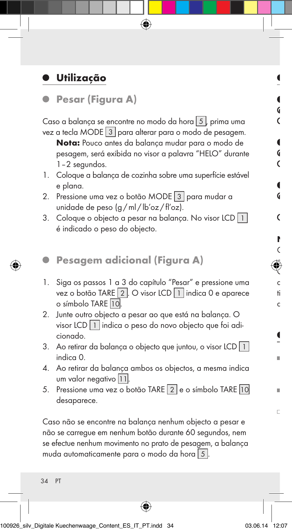 Utilização, Pesar (figura a), Pesagem adicional (figura a) | Resolução de erros, Limpeza e conservação | Silvercrest 100926-14-01/100926-14-03/Z31622B User Manual | Page 34 / 60