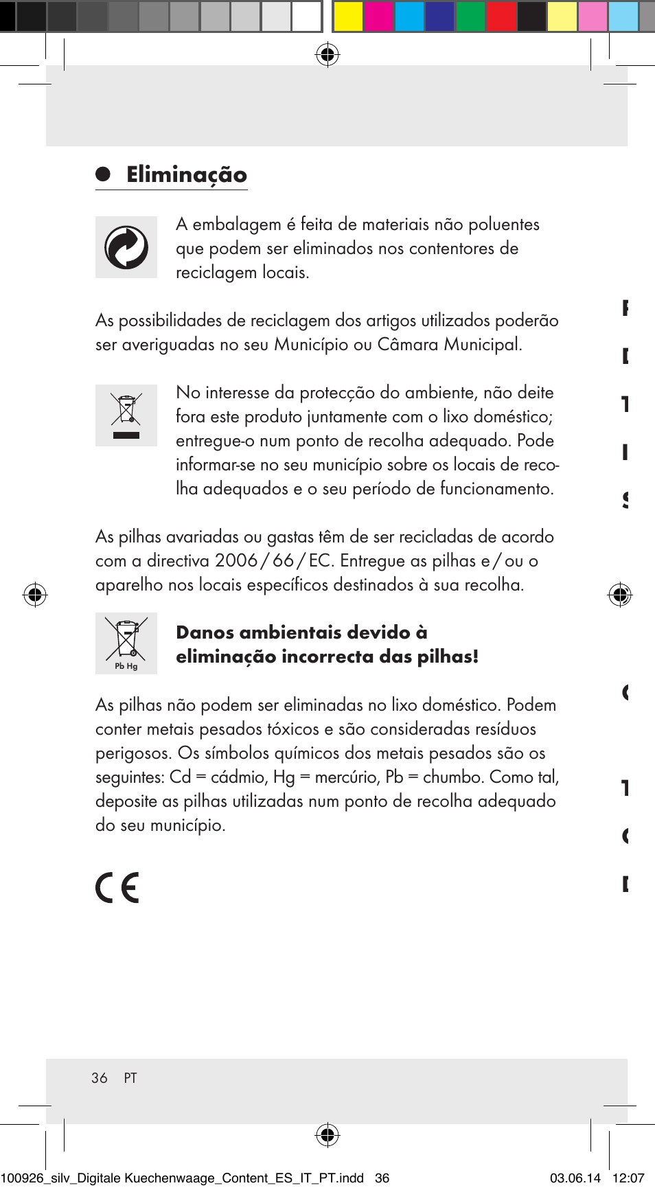 Eliminação, Proper use, Description of parts | Technical data, Includes, Safety instructions, Preparing the product for use, Operation, Troubleshooting, Cleaning and maintenance | Silvercrest 100926-14-01/100926-14-03/Z31622B User Manual | Page 36 / 60