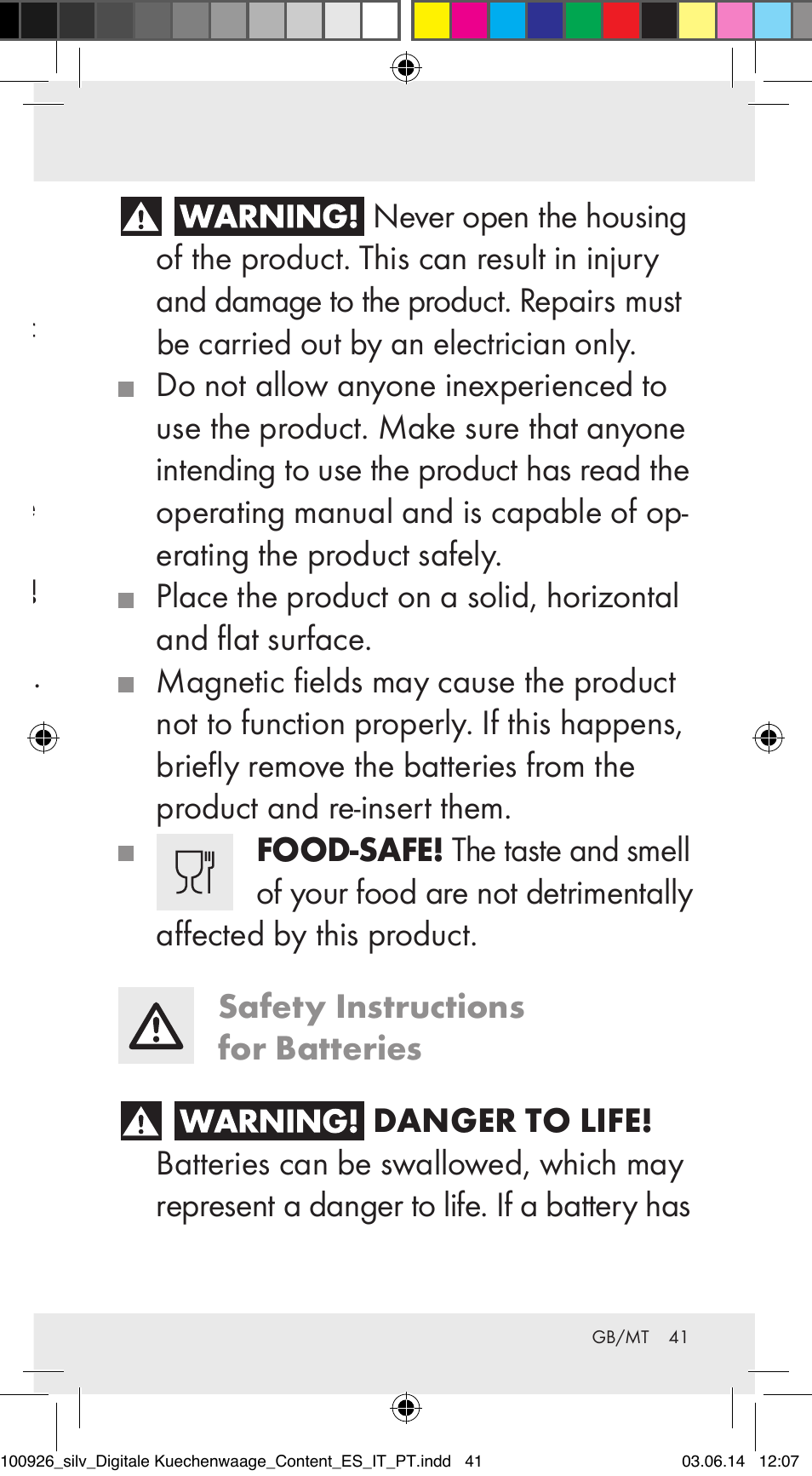 Silvercrest 100926-14-01/100926-14-03/Z31622B User Manual | Page 41 / 60