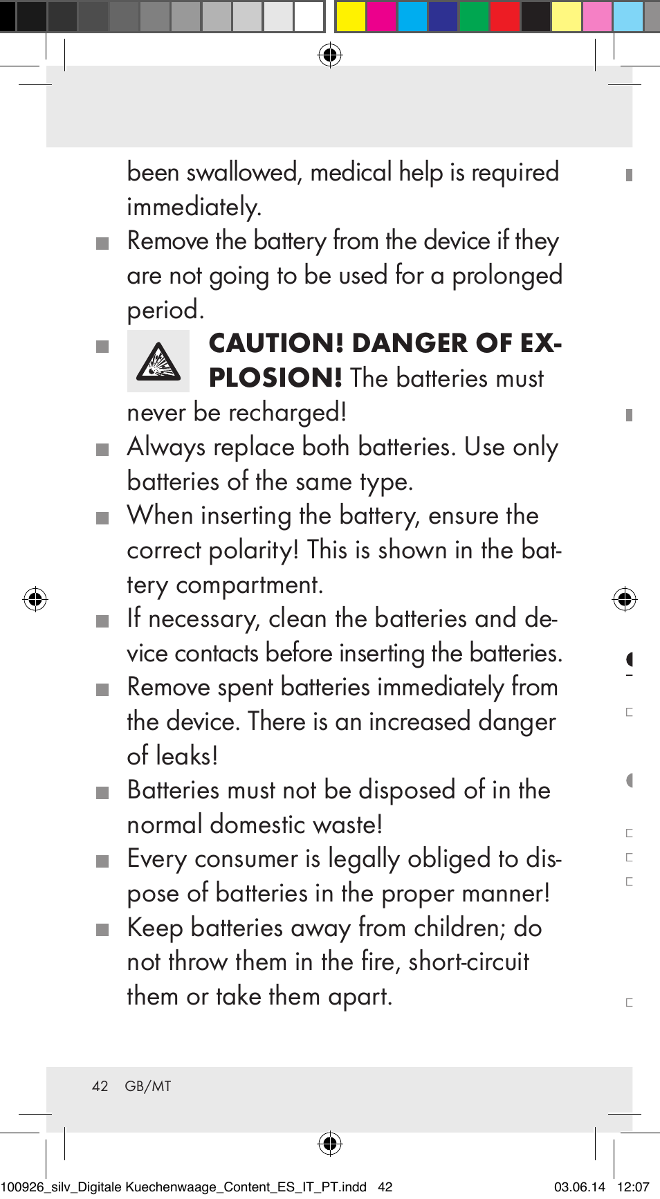 Silvercrest 100926-14-01/100926-14-03/Z31622B User Manual | Page 42 / 60