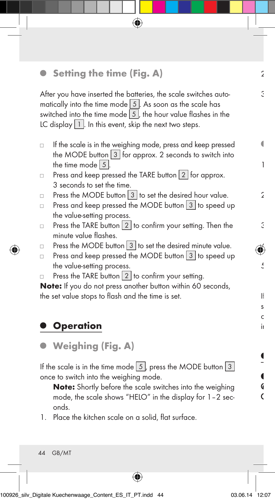 Setting the time (fig. a), Operation weighing (fig. a), Incremental weighing (fig. a) | Troubleshooting | Silvercrest 100926-14-01/100926-14-03/Z31622B User Manual | Page 44 / 60