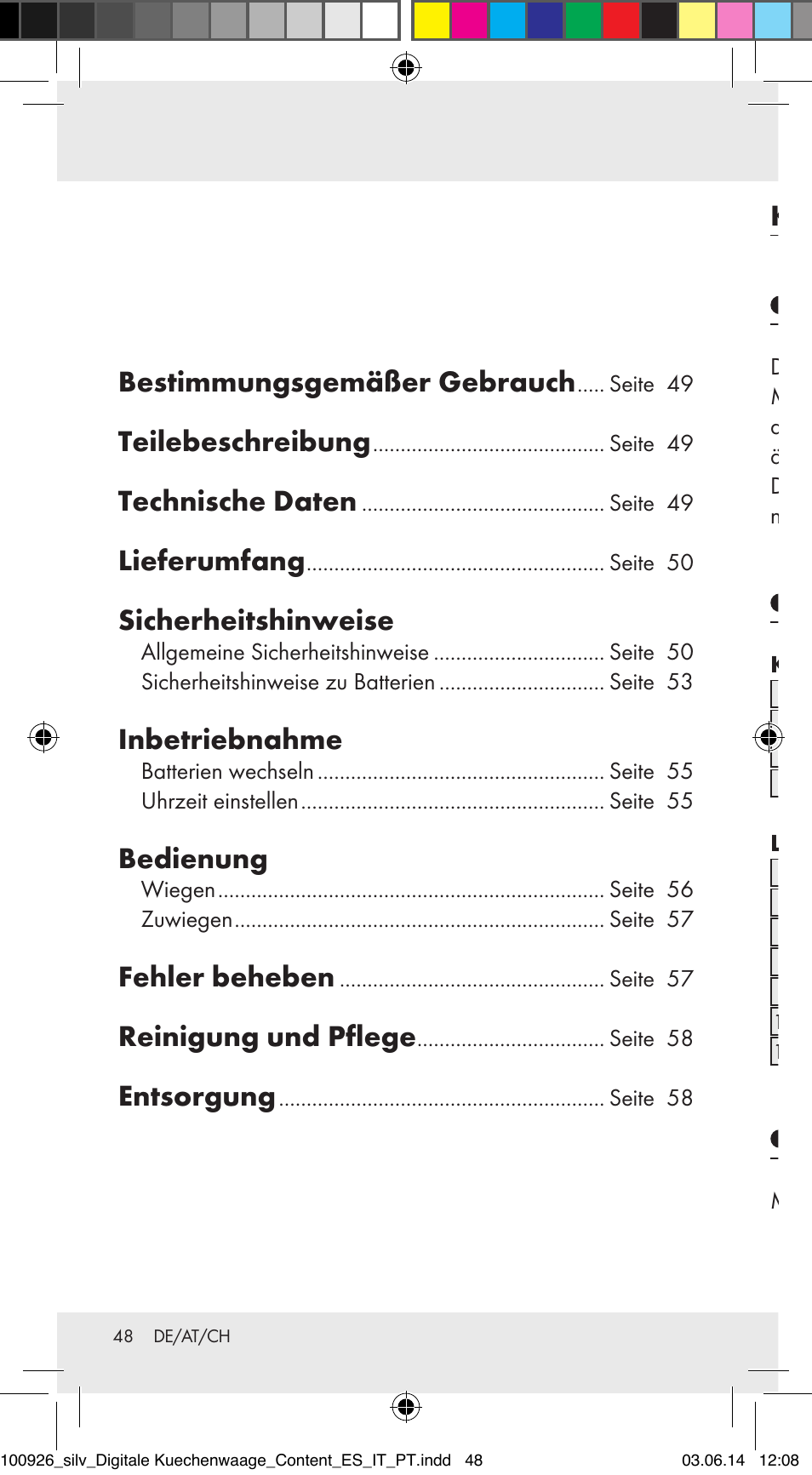 Bestimmungsgemäßer gebrauch, Teilebeschreibung, Technische daten | Lieferumfang, Sicherheitshinweise, Inbetriebnahme, Bedienung, Fehler beheben, Reinigung und pflege, Entsorgung | Silvercrest 100926-14-01/100926-14-03/Z31622B User Manual | Page 48 / 60