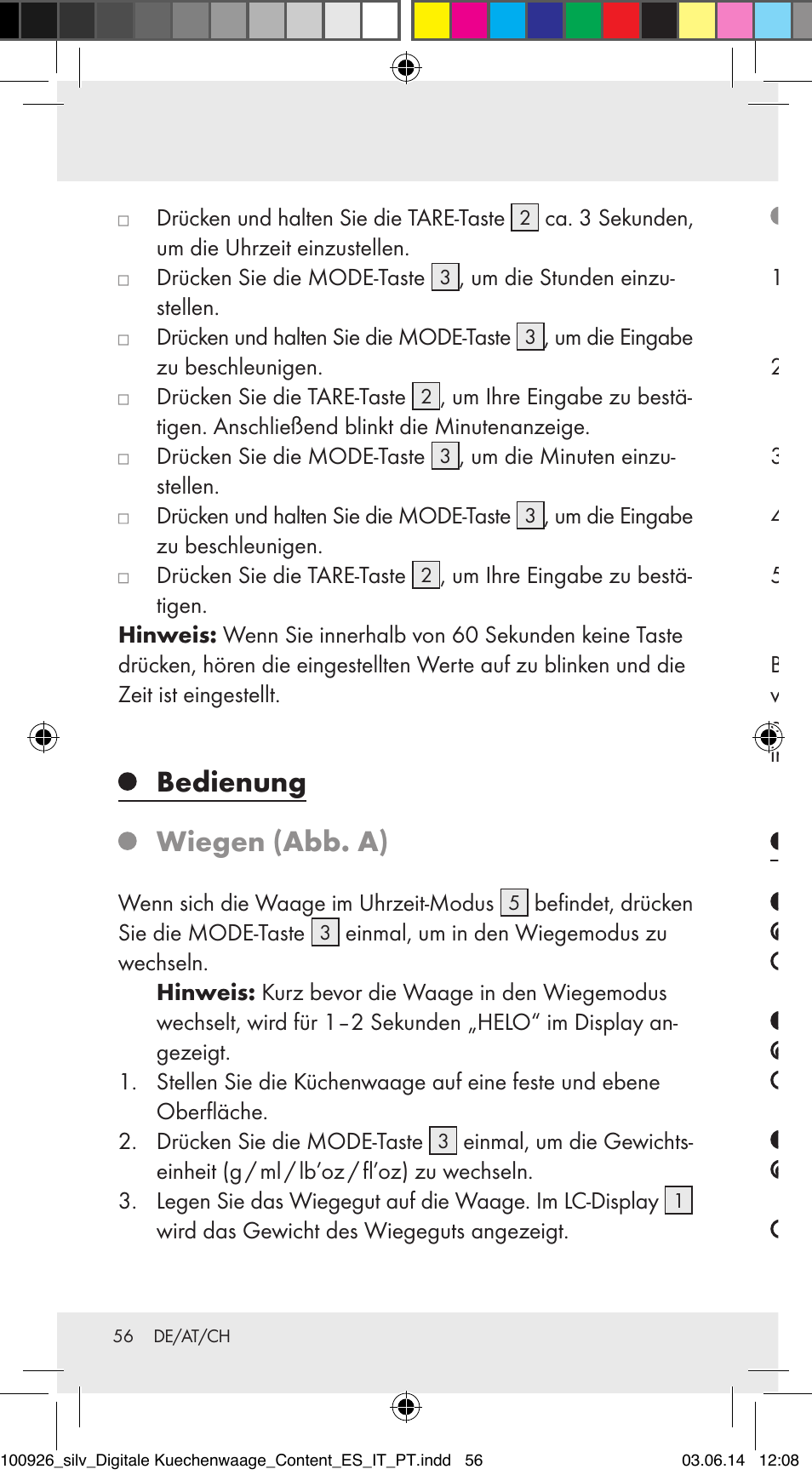 Bedienung wiegen (abb. a), Zuwiegen (abb. a), Fehler beheben | Silvercrest 100926-14-01/100926-14-03/Z31622B User Manual | Page 56 / 60