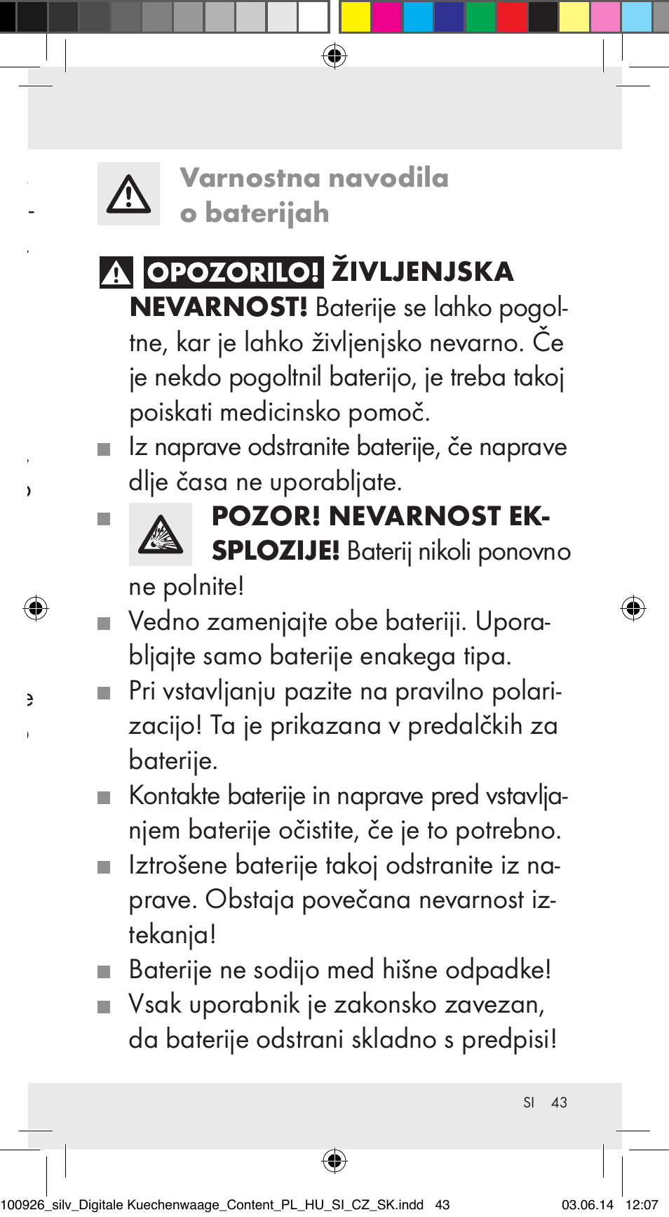 Silvercrest 100926-14-01/100926-14-03/Z31622B User Manual | Page 43 / 85
