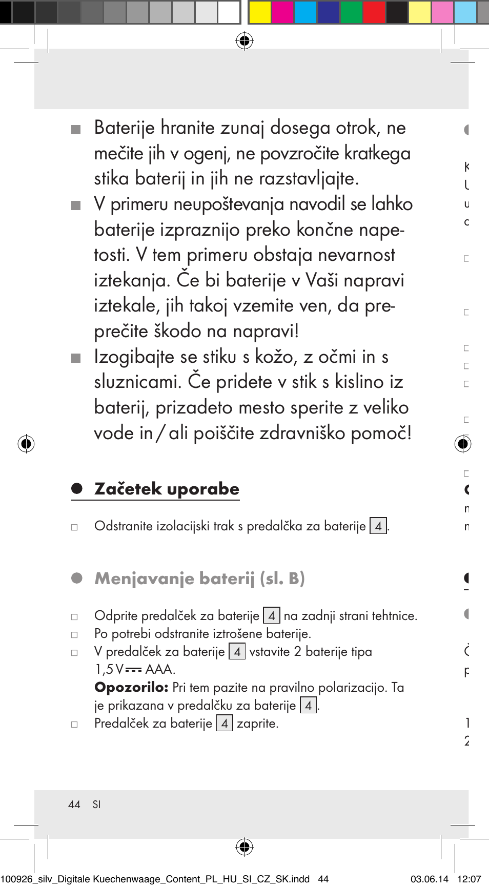 Začetek uporabe, Menjavanje baterij (sl. b), Nastavljanje urnega časa (sl. a) | Uporaba, Tehtanje (sl. a) | Silvercrest 100926-14-01/100926-14-03/Z31622B User Manual | Page 44 / 85