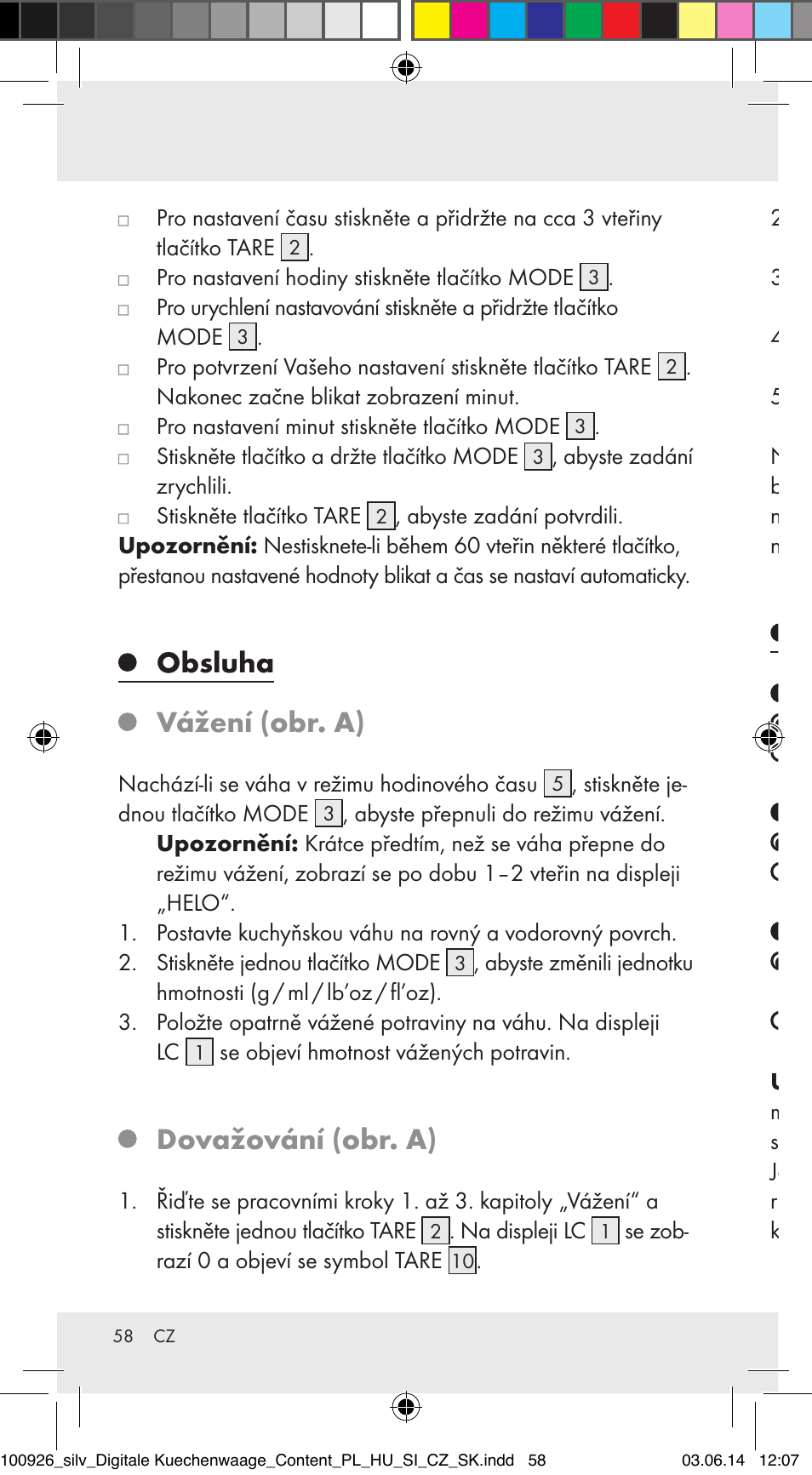 Obsluha, Vážení (obr. a), Dovažování (obr. a) | Odstranění chyb | Silvercrest 100926-14-01/100926-14-03/Z31622B User Manual | Page 58 / 85