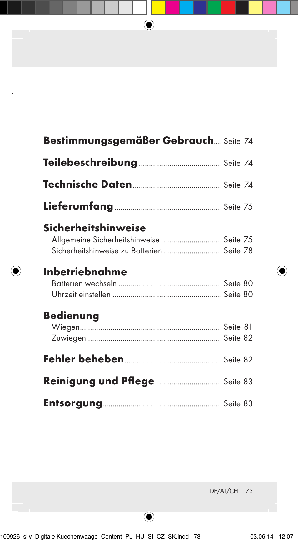 Bestimmungsgemäßer gebrauch, Teilebeschreibung, Technische daten | Lieferumfang, Sicherheitshinweise, Inbetriebnahme, Bedienung, Fehler beheben, Reinigung und pflege, Entsorgung | Silvercrest 100926-14-01/100926-14-03/Z31622B User Manual | Page 73 / 85