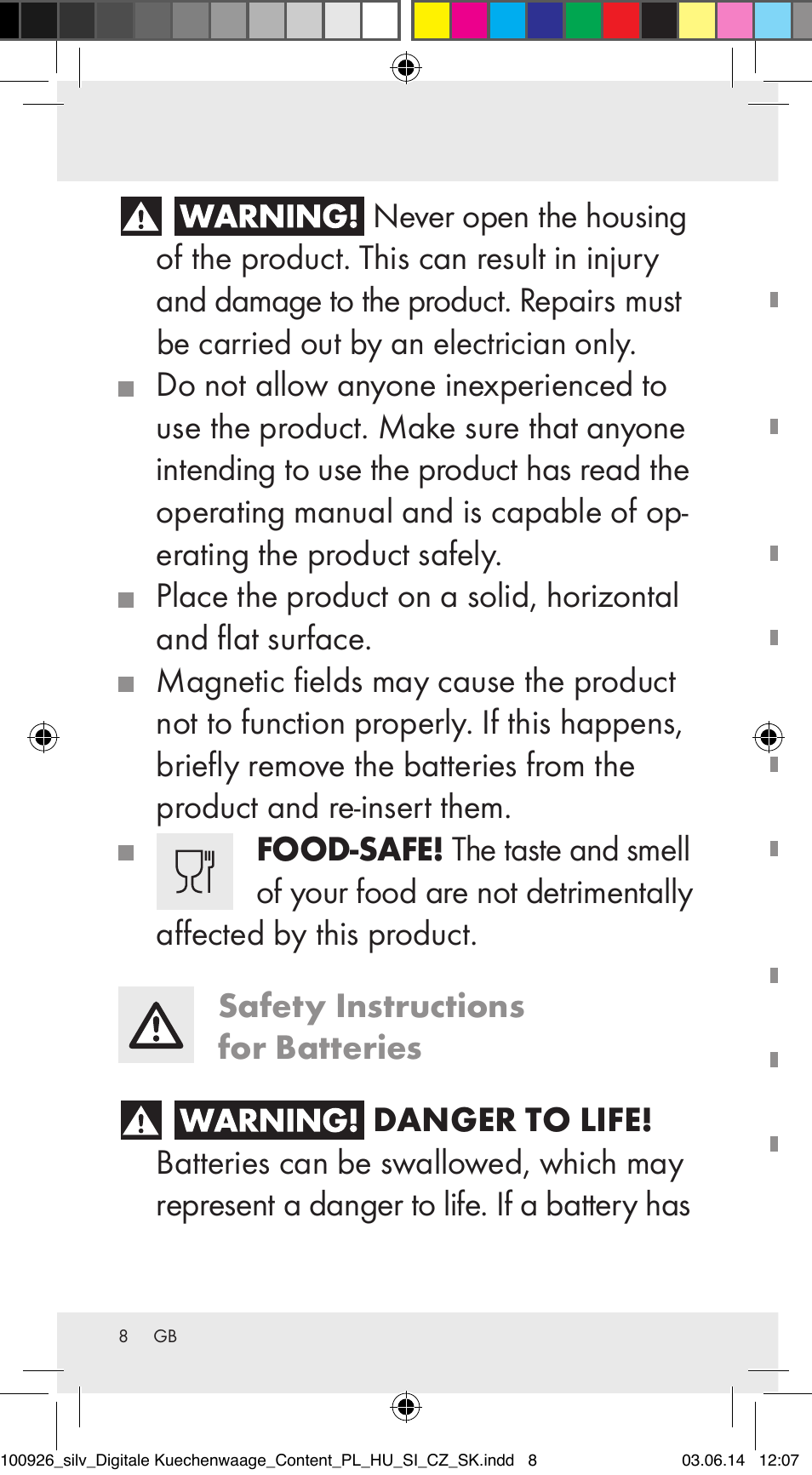 Silvercrest 100926-14-01/100926-14-03/Z31622B User Manual | Page 8 / 85