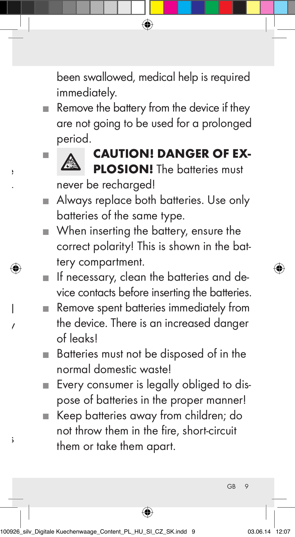 Silvercrest 100926-14-01/100926-14-03/Z31622B User Manual | Page 9 / 85