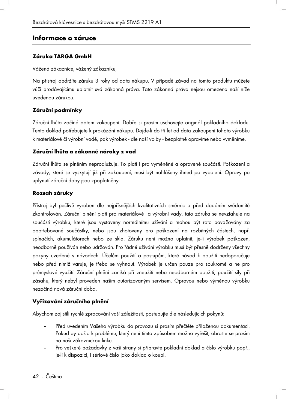 Informace o záruce | Silvercrest STMS 2219 A1 User Manual | Page 44 / 88