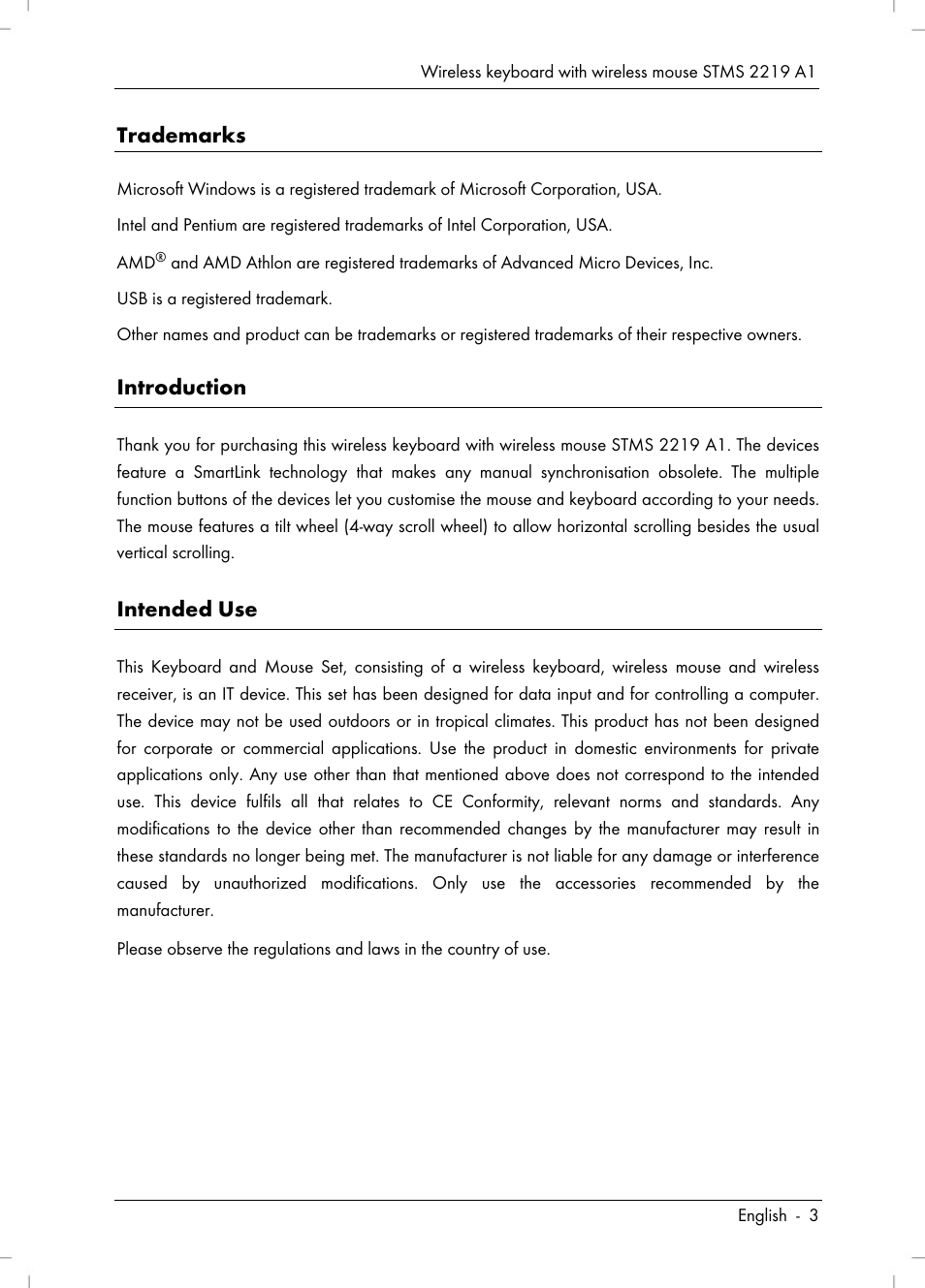 Trademarks, Introduction, Intended use | Silvercrest STMS 2219 A1 User Manual | Page 5 / 88