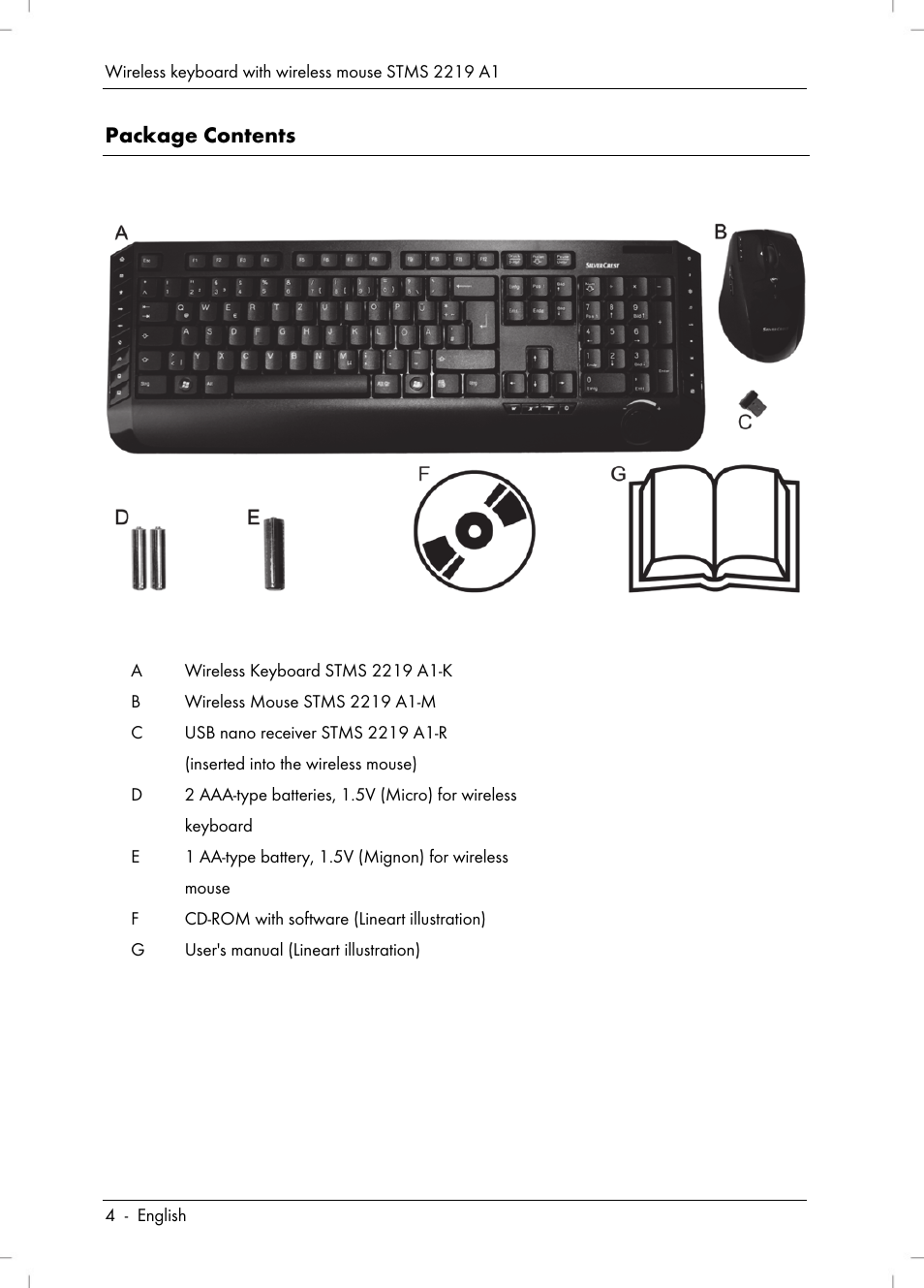 Package contents | Silvercrest STMS 2219 A1 User Manual | Page 6 / 88
