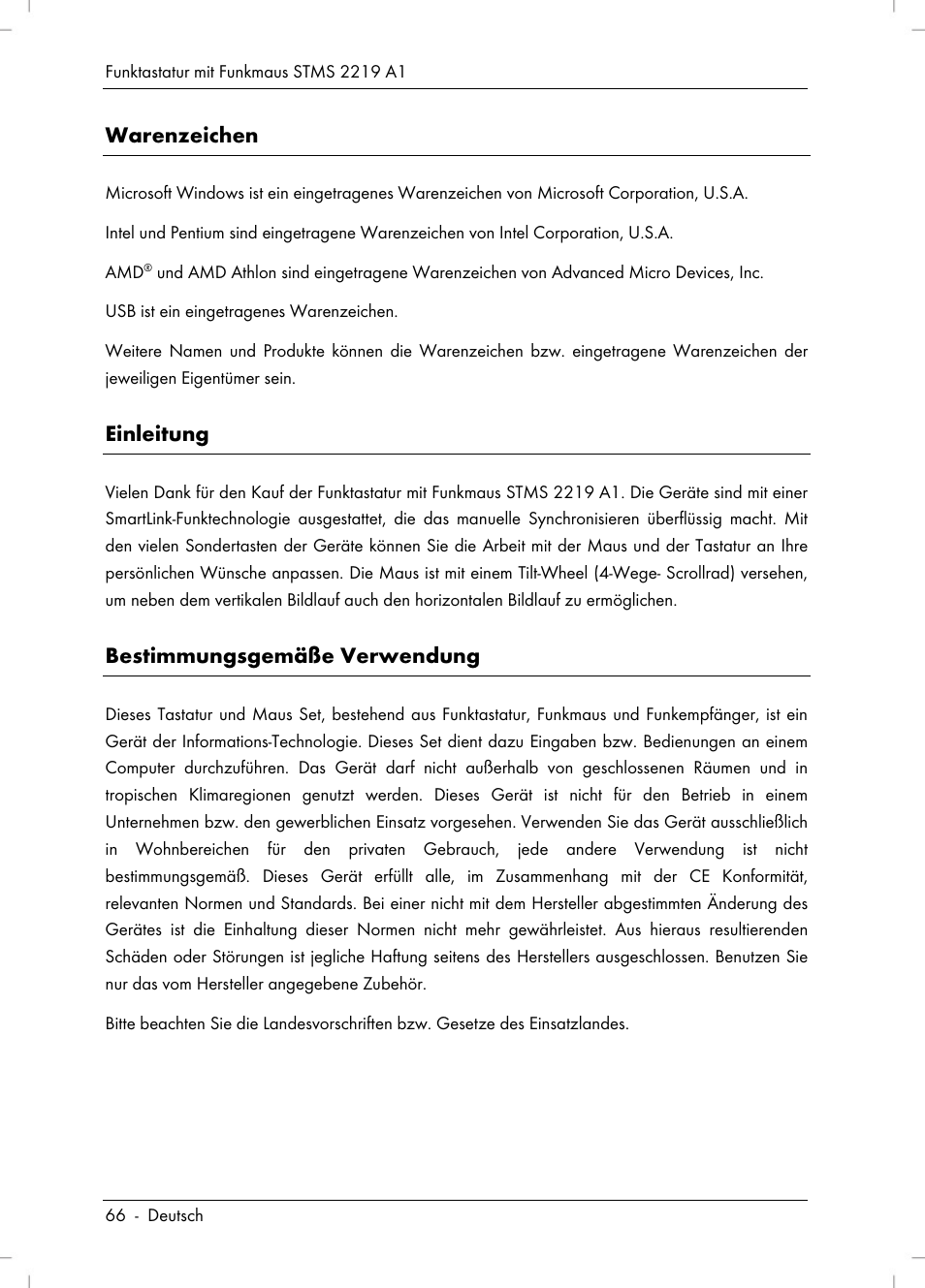 Warenzeichen, Einleitung, Bestimmungsgemäße verwendung | Silvercrest STMS 2219 A1 User Manual | Page 68 / 88