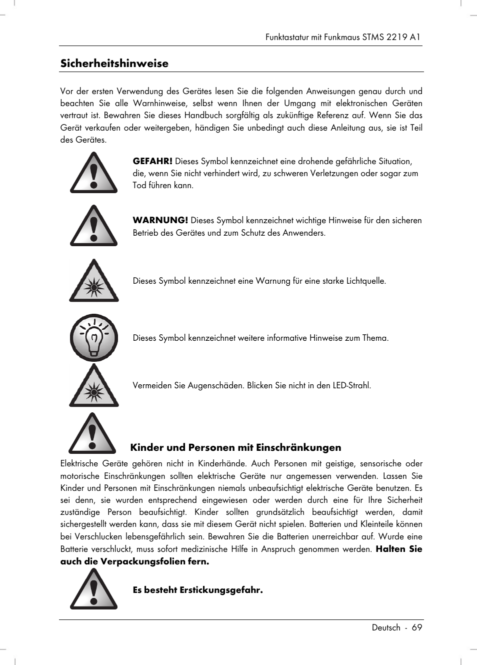 Sicherheitshinweise | Silvercrest STMS 2219 A1 User Manual | Page 71 / 88