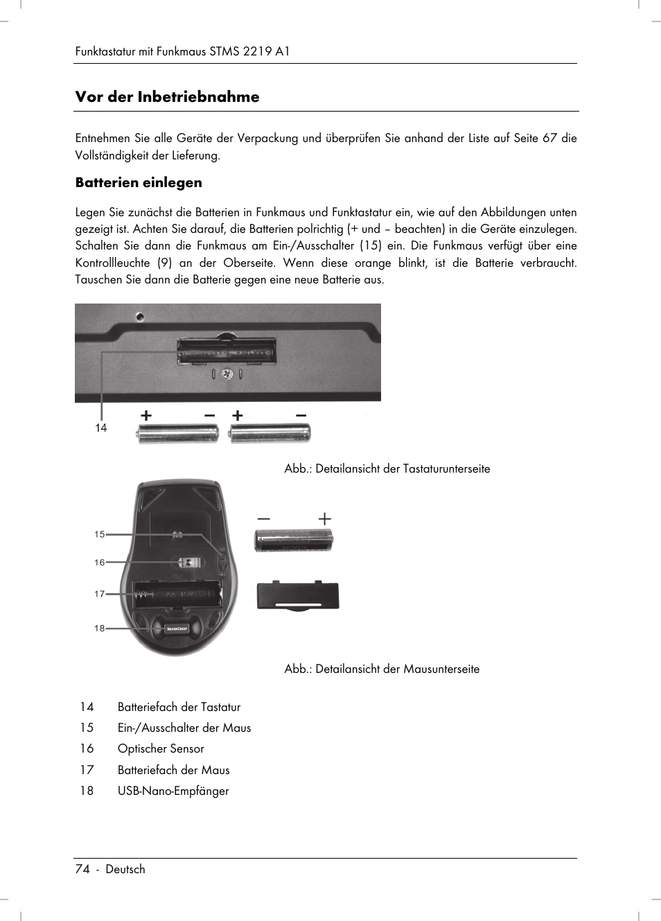 Vor der inbetriebnahme | Silvercrest STMS 2219 A1 User Manual | Page 76 / 88