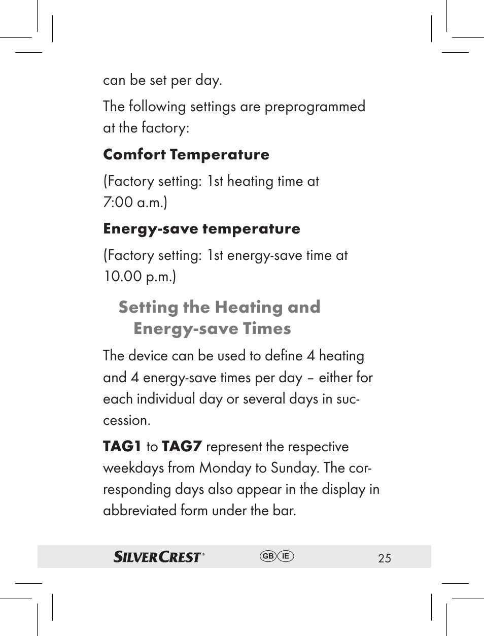 Setting the heating and energy-save times | Silvercrest RT2000 User Manual | Page 23 / 44