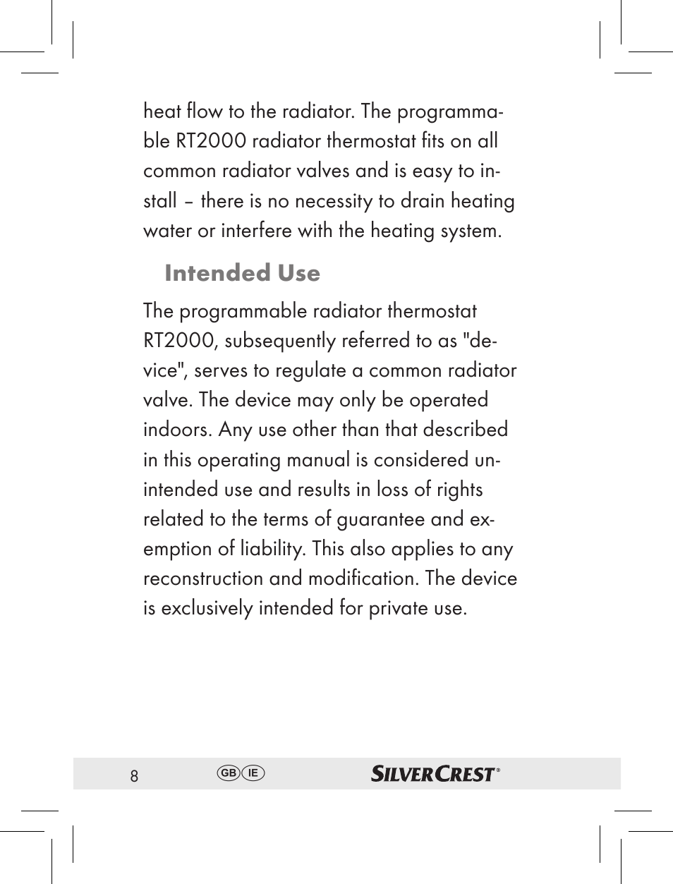 Intended use | Silvercrest RT2000 User Manual | Page 6 / 44