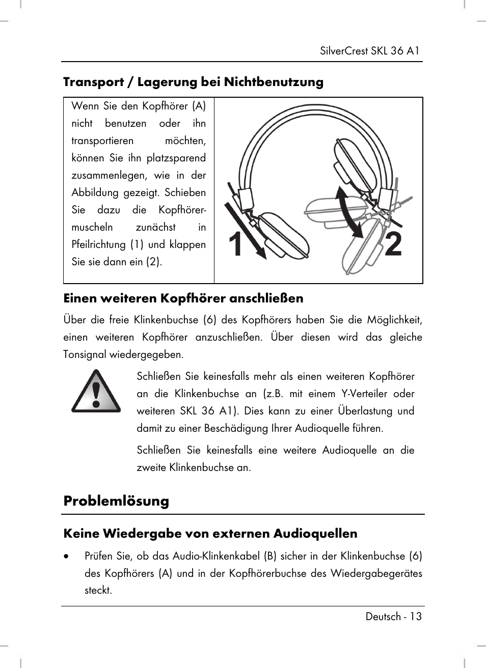 Problemlösung | Silvercrest SKL 36 A1 User Manual | Page 15 / 66