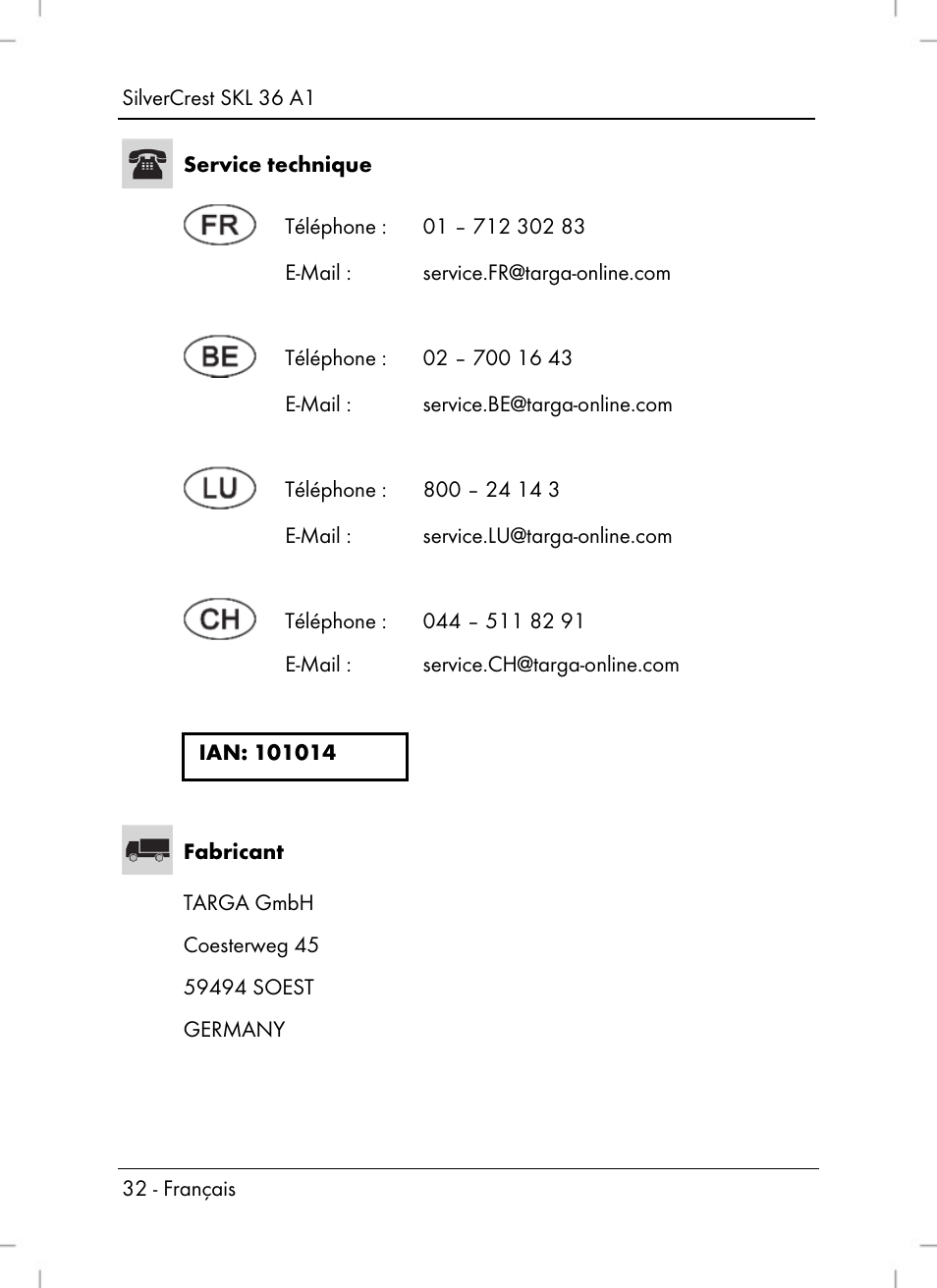 Silvercrest SKL 36 A1 User Manual | Page 34 / 66