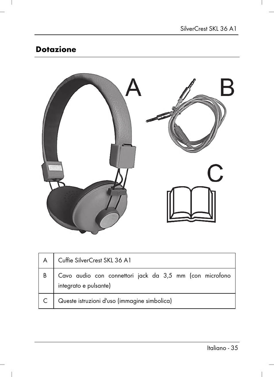 Dotazione | Silvercrest SKL 36 A1 User Manual | Page 37 / 66