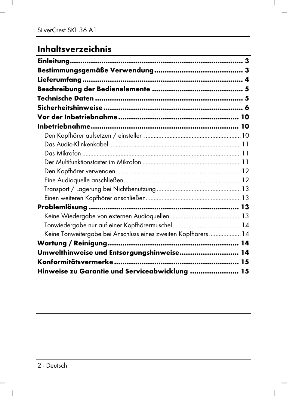 Silvercrest SKL 36 A1 User Manual | Page 4 / 66