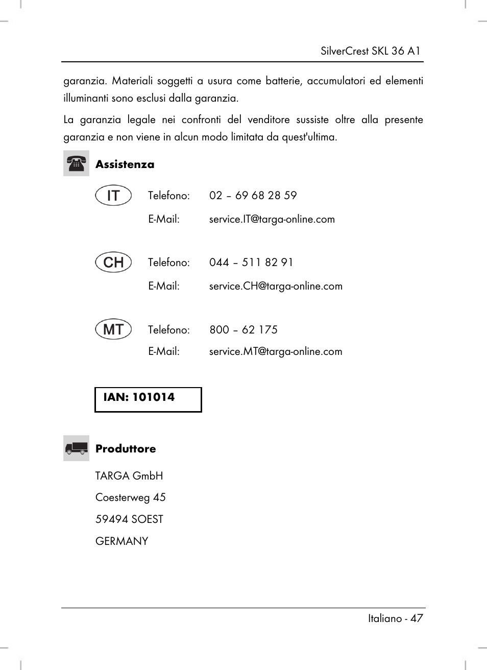 Silvercrest SKL 36 A1 User Manual | Page 49 / 66