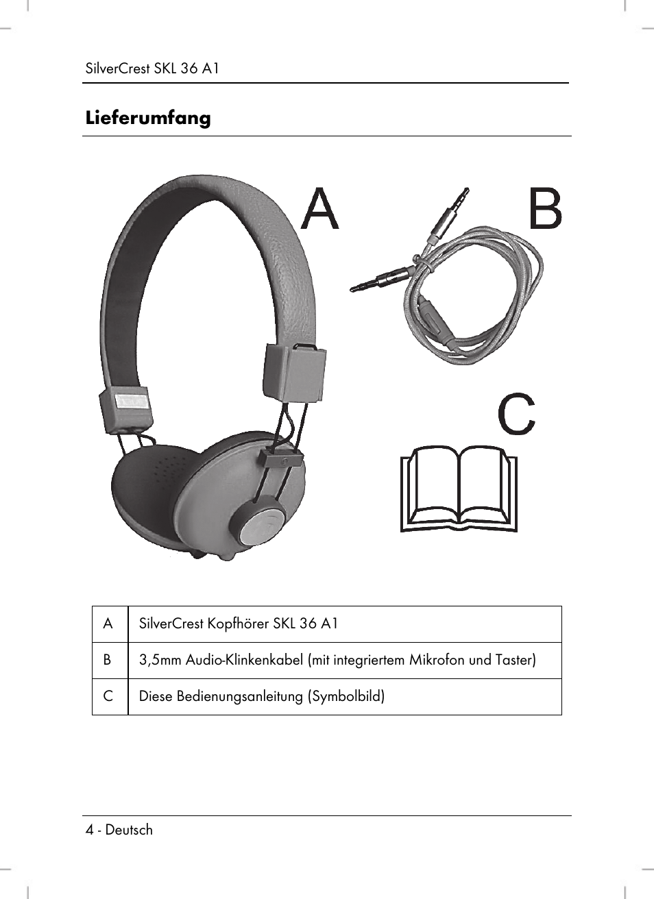 Lieferumfang | Silvercrest SKL 36 A1 User Manual | Page 6 / 66