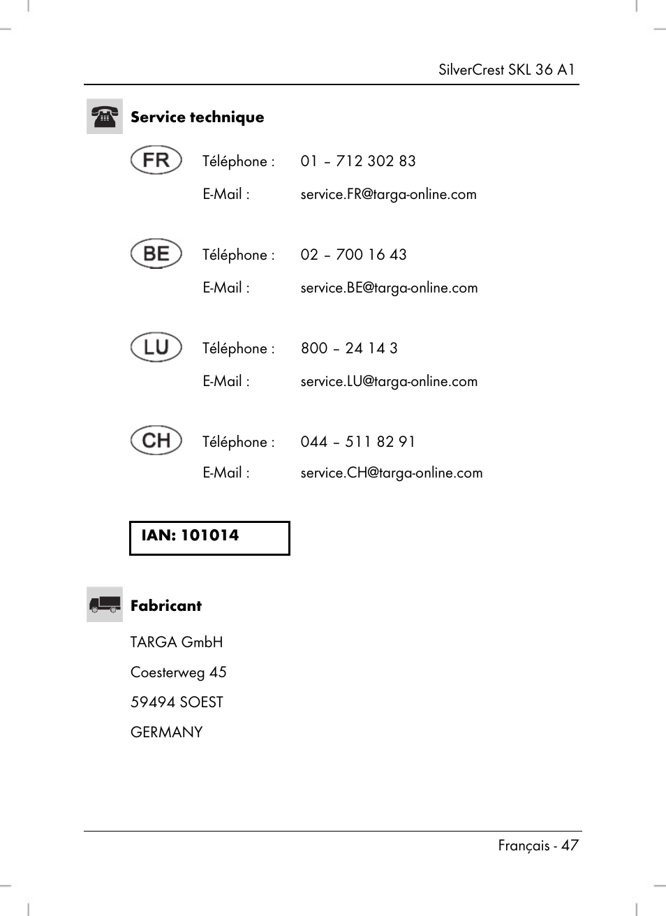 Silvercrest SKL 36 A1 User Manual | Page 49 / 80