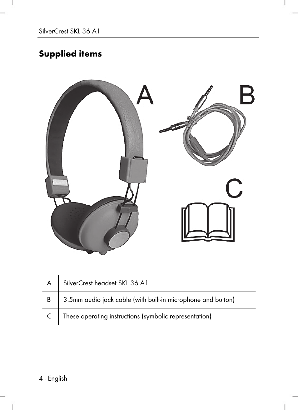 Supplied items | Silvercrest SKL 36 A1 User Manual | Page 6 / 80