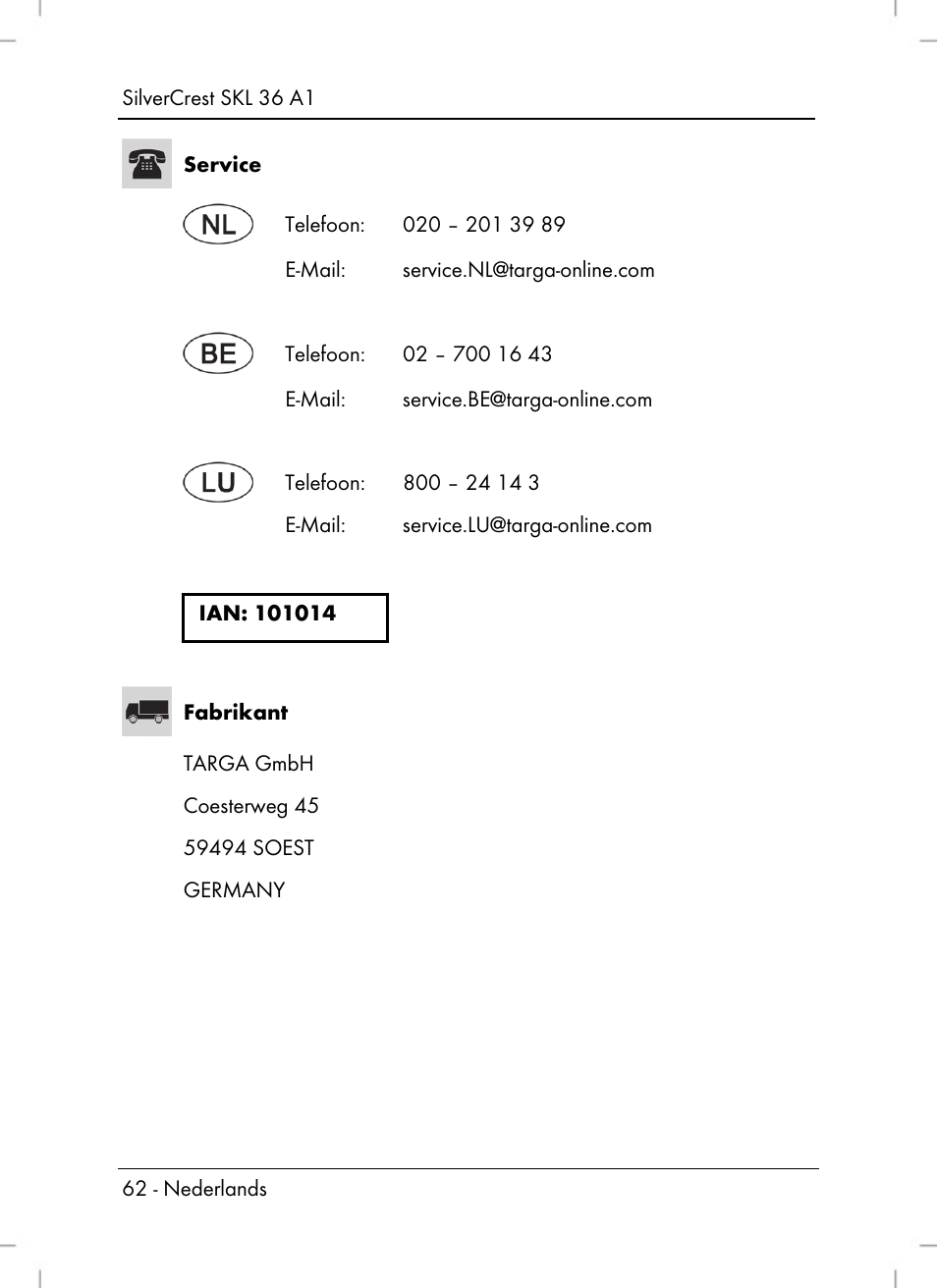 Silvercrest SKL 36 A1 User Manual | Page 64 / 80